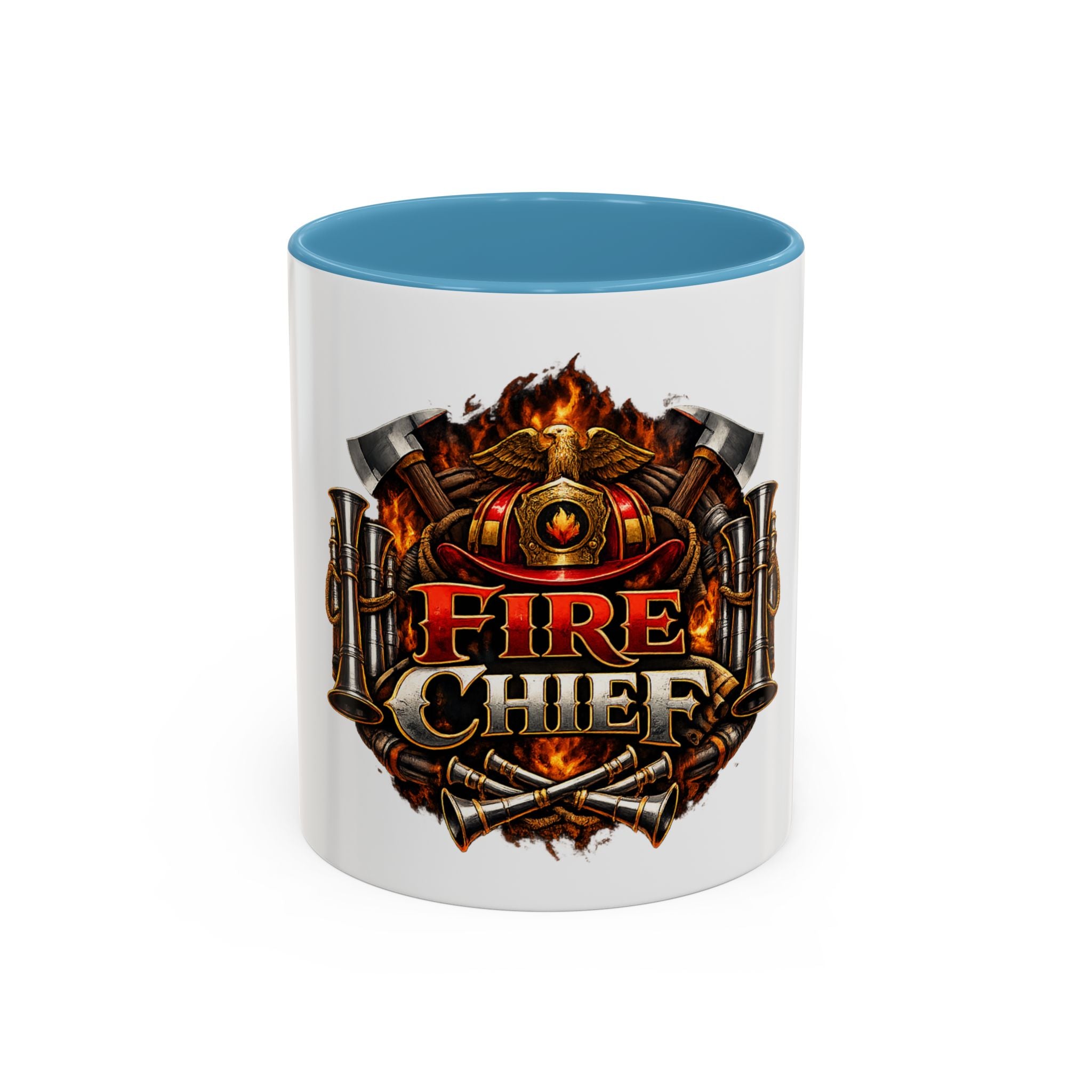 Fire Chief Coffee Mug — Firefighter Badge Emblem Accent Mug (11/15oz)