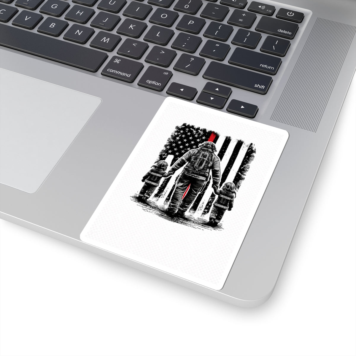 First Responder Father & Kids Sticker — Thin Red Line Flag Kiss-Cut Sticker