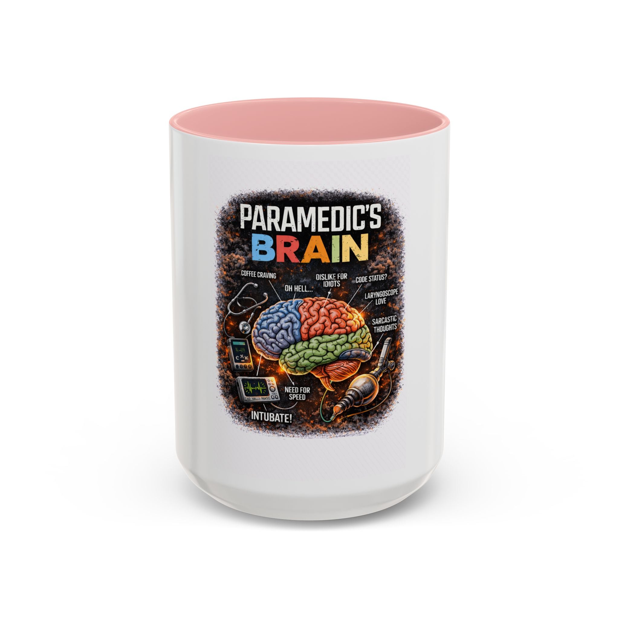 Paramedic's Brain Coffee Mug – Illustrated EMT Anatomy Accent Mug (11/15 oz)