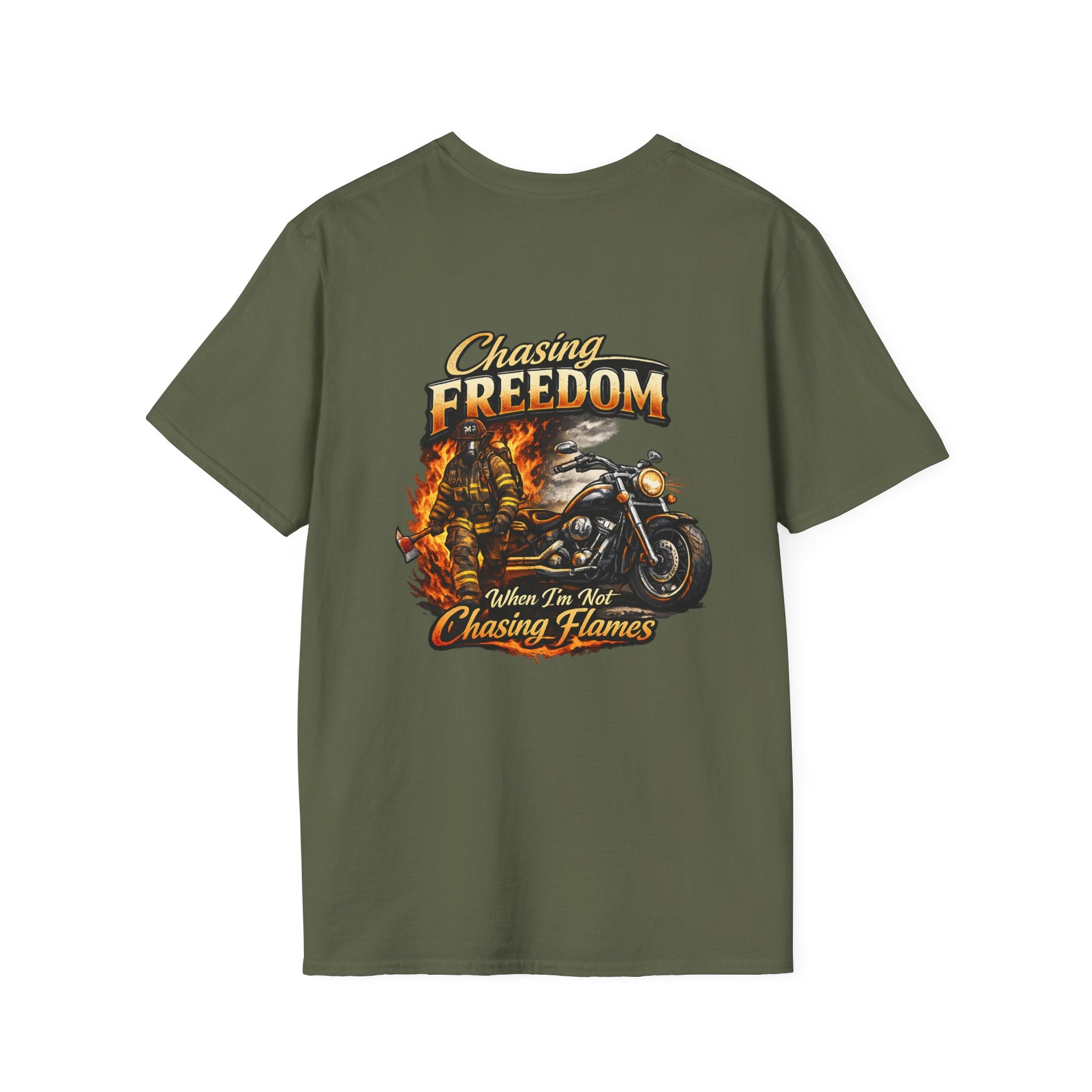 Chasing Freedom Motorcycle T-Shirt — “Chasing Flames” Biker Tee
