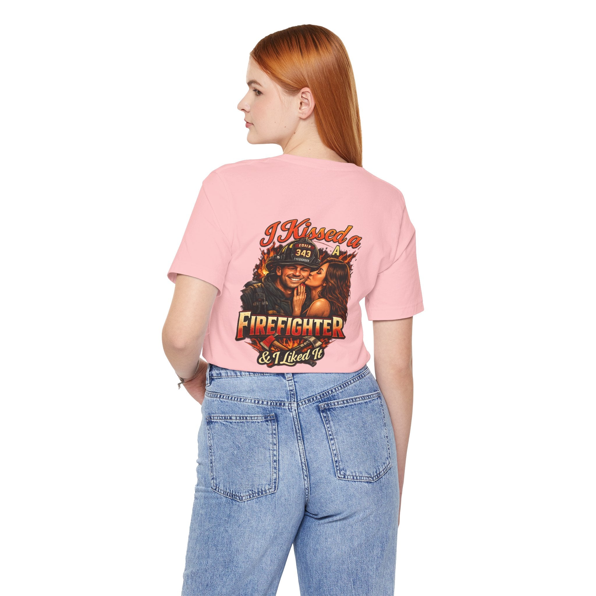 I Kissed a Firefighter Tee — Romantic Firefighter Graphic T-Shirt