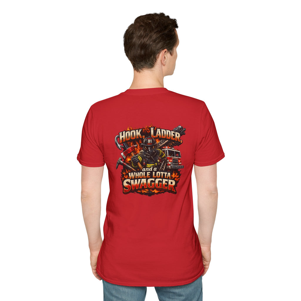 Firefighter T-Shirt — "Hook, Ladder and a Whole Lotta Swagger" Graphic Tee