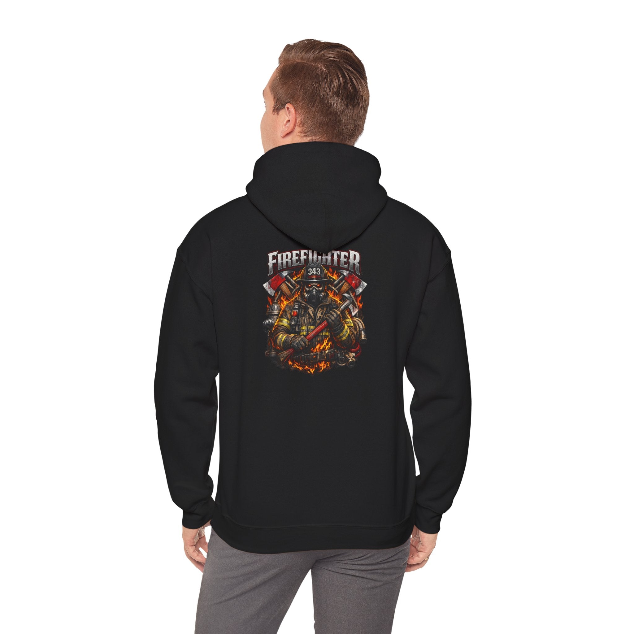 Firefighter Axe Shield Hoodie — Vintage Firefighter Engine Pullover