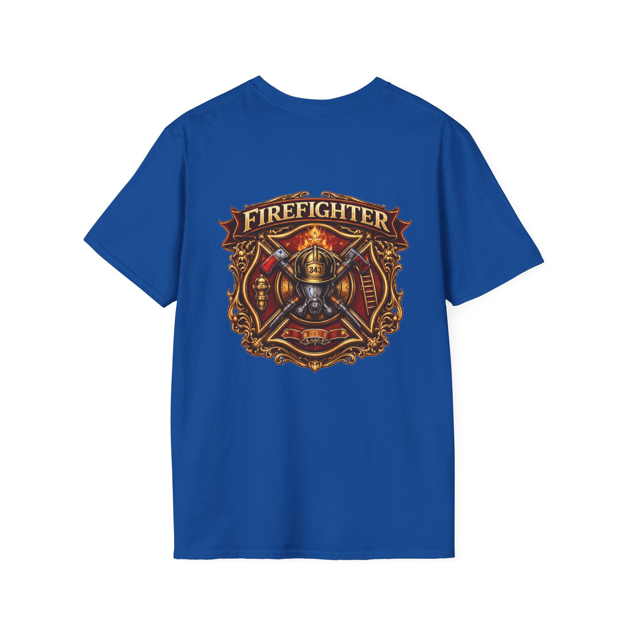Firefighter Badge T-Shirt — Vintage Firefighter Helmet & Axes Tee