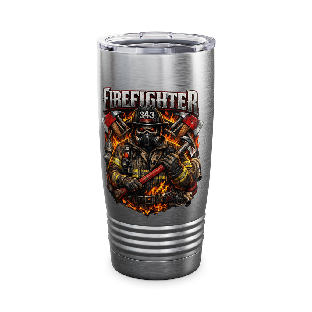 Firefighter 20oz Tumbler — '343' Firefighter Badge Insulated Travel Cup