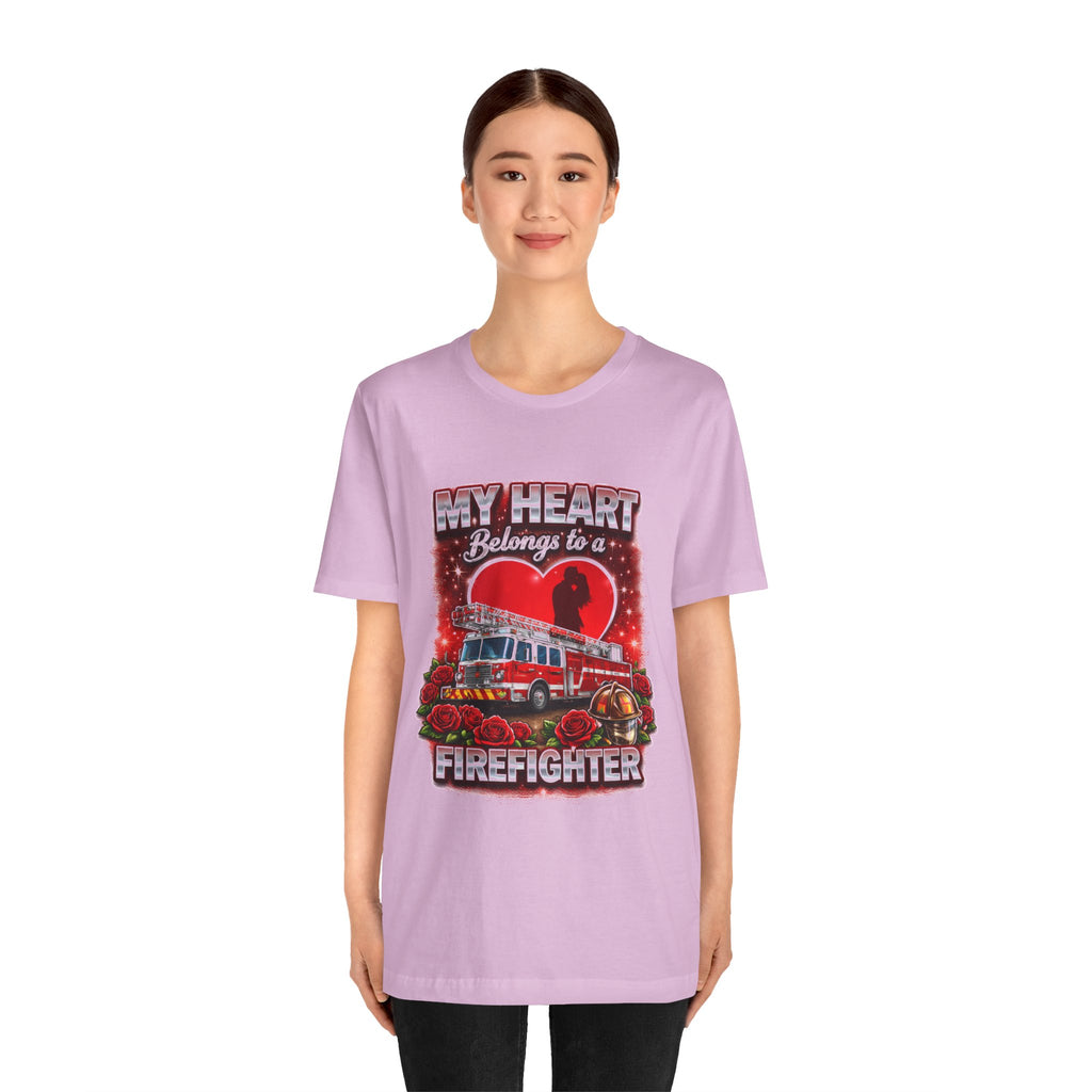 "My Heart Belongs to a Firefighter"  Firefighter Wife T-Shirt