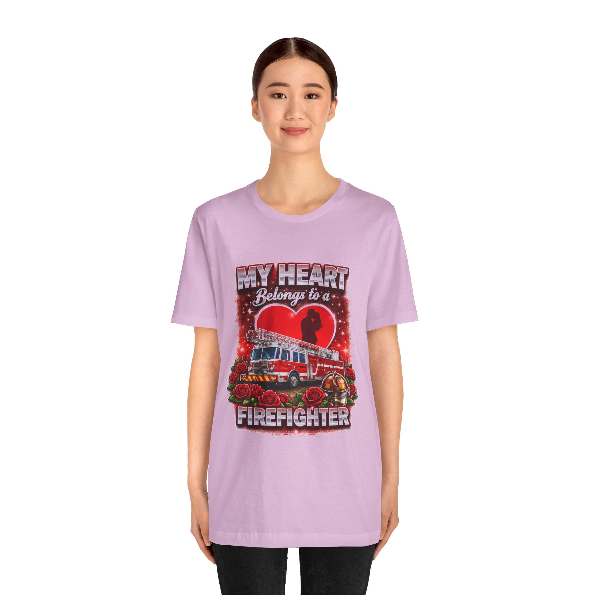 "My Heart Belongs to a Firefighter"  Firefighter Wife T-Shirt