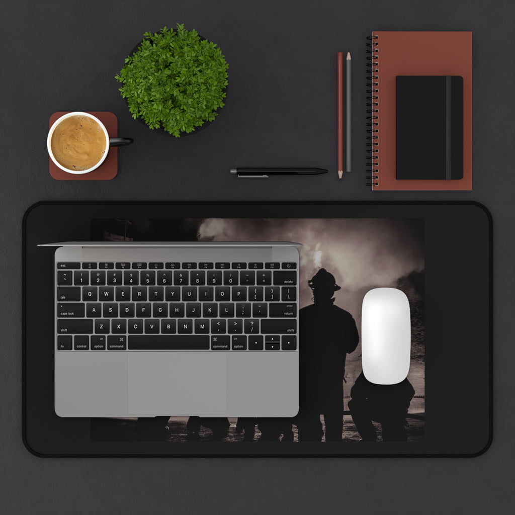 Firefighter Silhouette Desk Mat – Inspirational Fire Rescue Mouse Pad