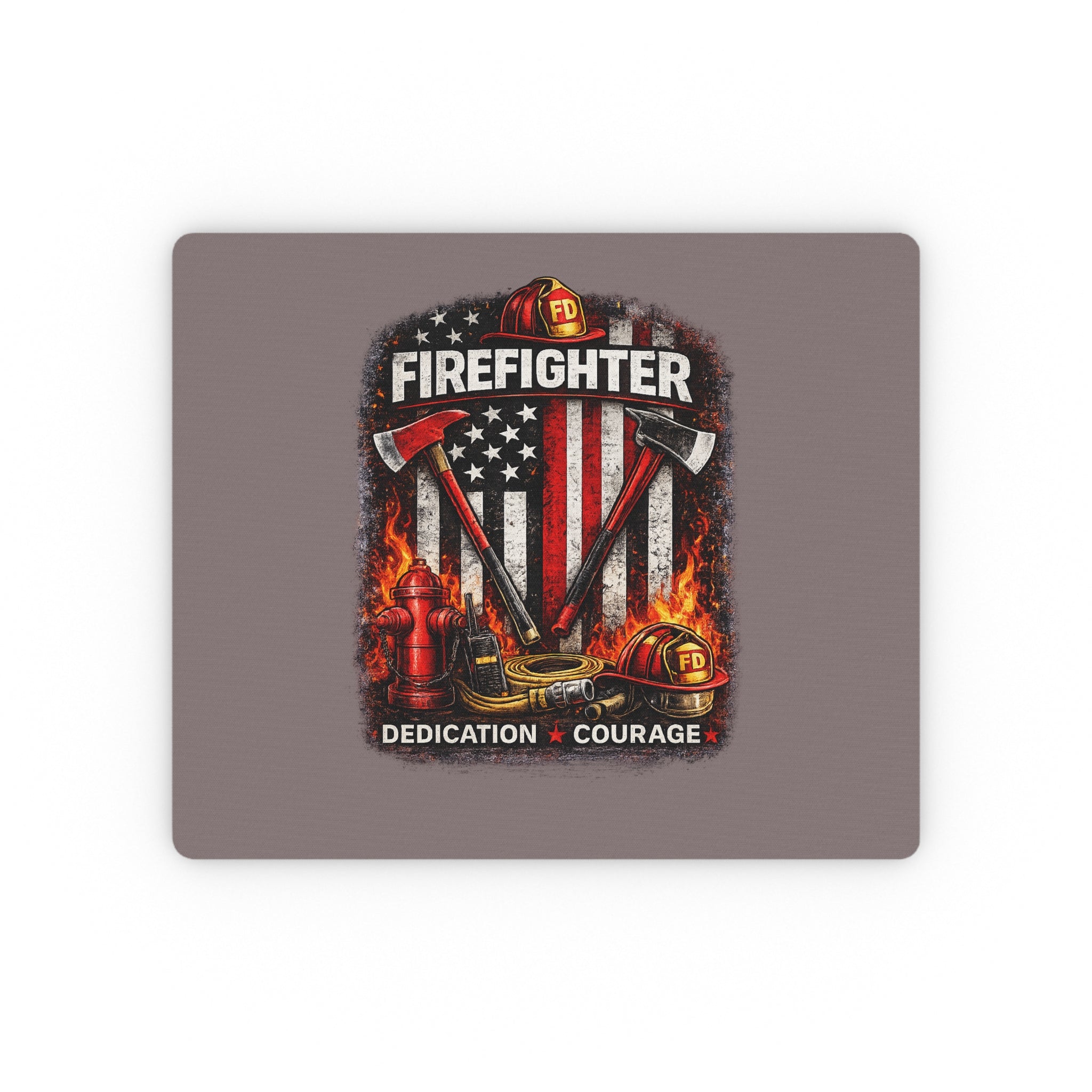 Firefighter Mouse Pad — 'Dedication • Courage' Patriotic Fire Dept