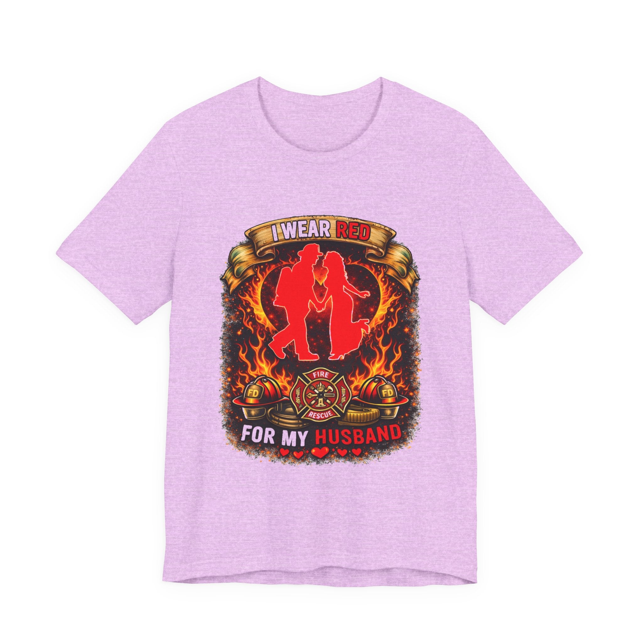 T-Shirt - I Wear Red For My Husband Firefighter Tribute Graphic Tee