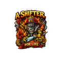 Kiss-Cut Sticker — "A Shifter For Life" Firefighter Skull Design