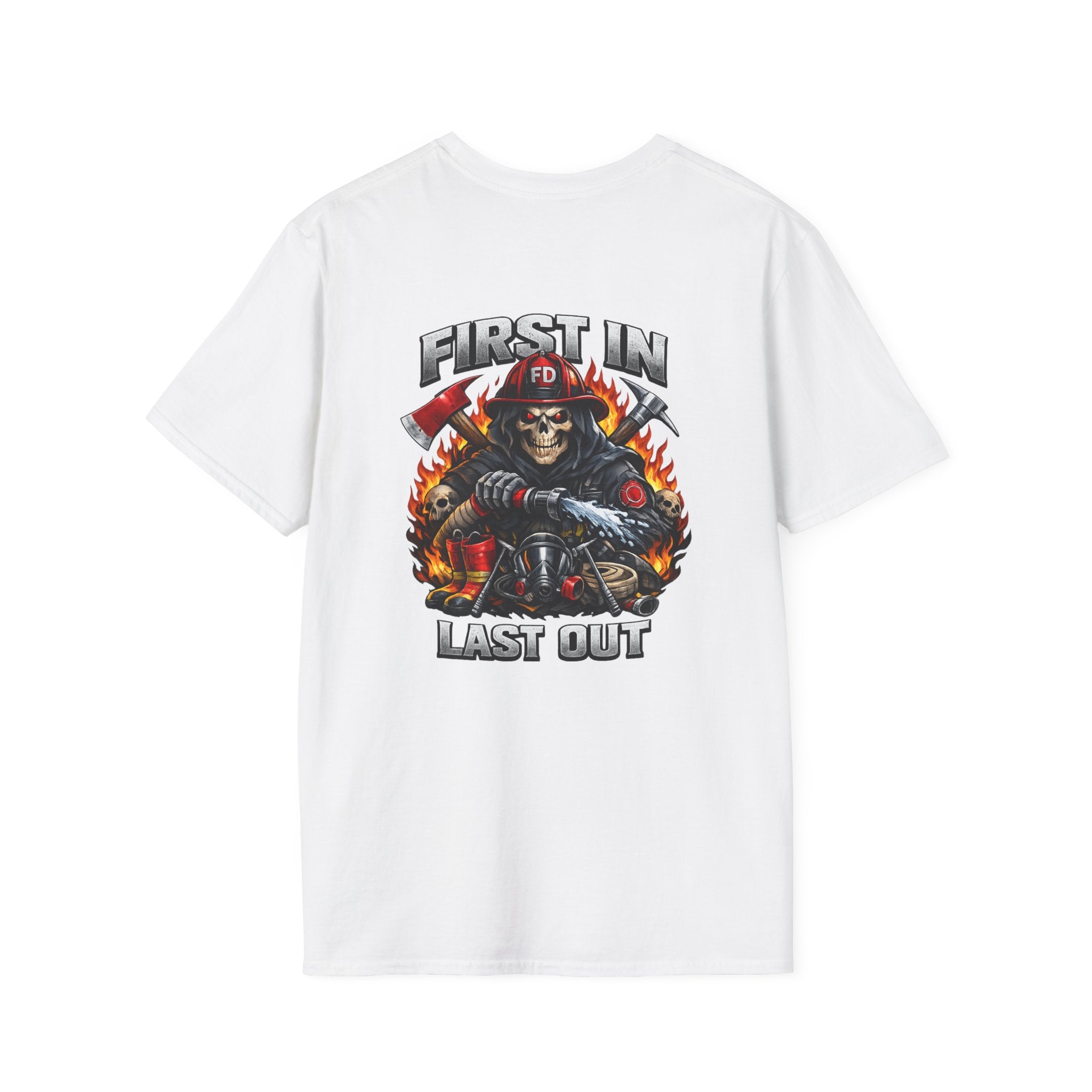 Firefighter Skull 'First In, Last Out' T-Shirt