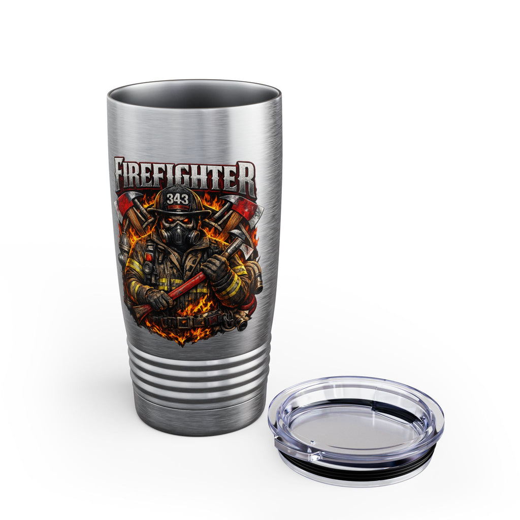 Firefighter 20oz Tumbler — '343' Firefighter Badge Insulated Travel Cup