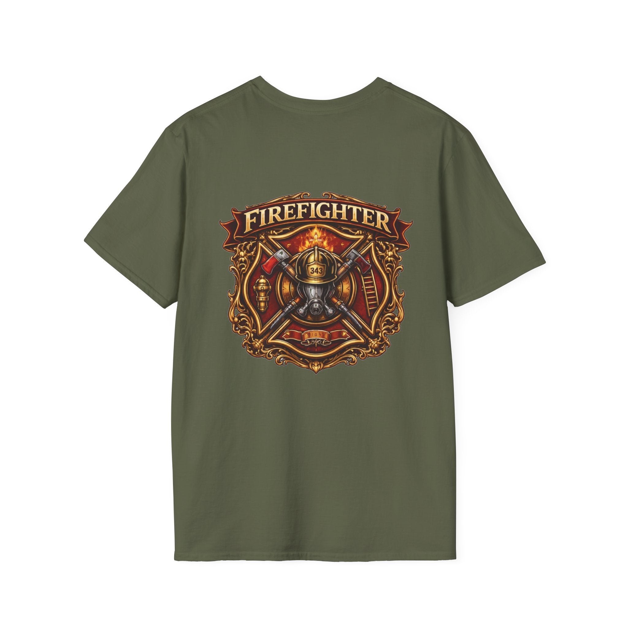 Firefighter Badge T-Shirt — Vintage Firefighter Helmet & Axes Tee