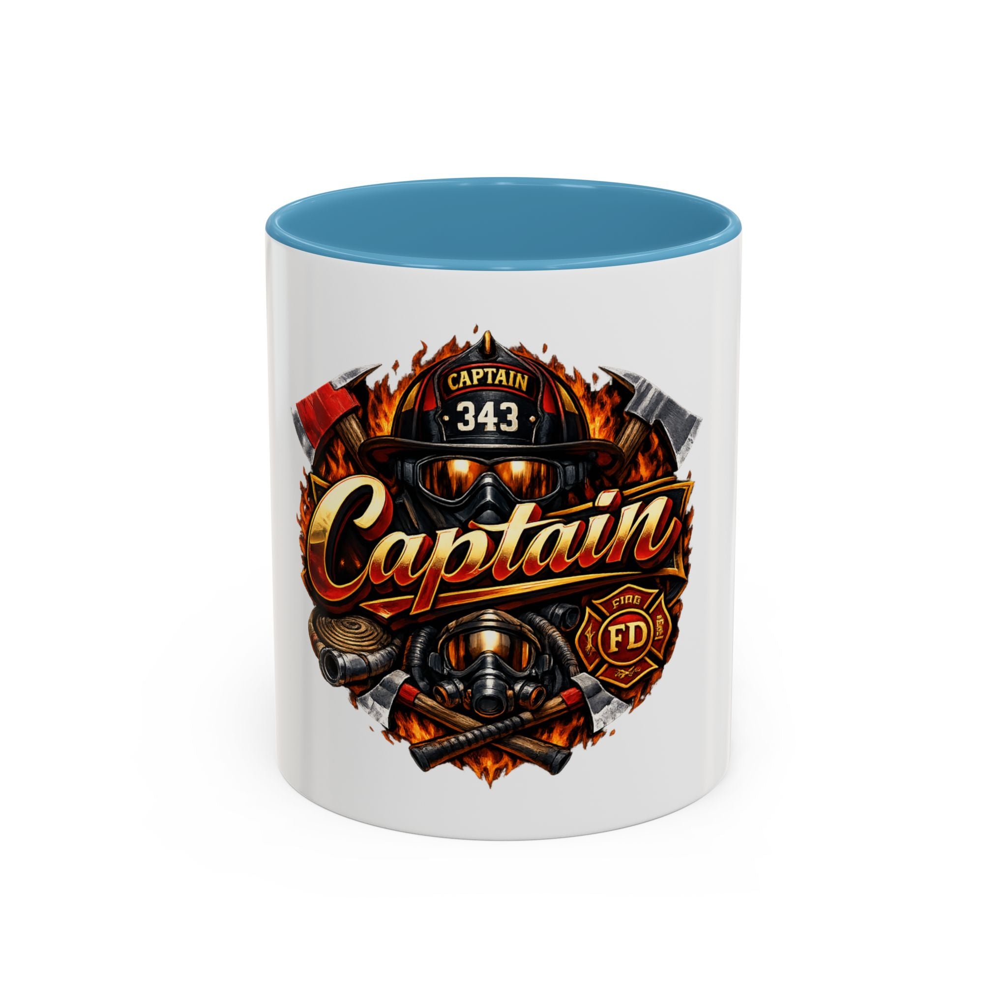 Captain Firefighter Coffee Mug — 'Captain' Fire Rescue Emblem Accent Mug (11/15oz)