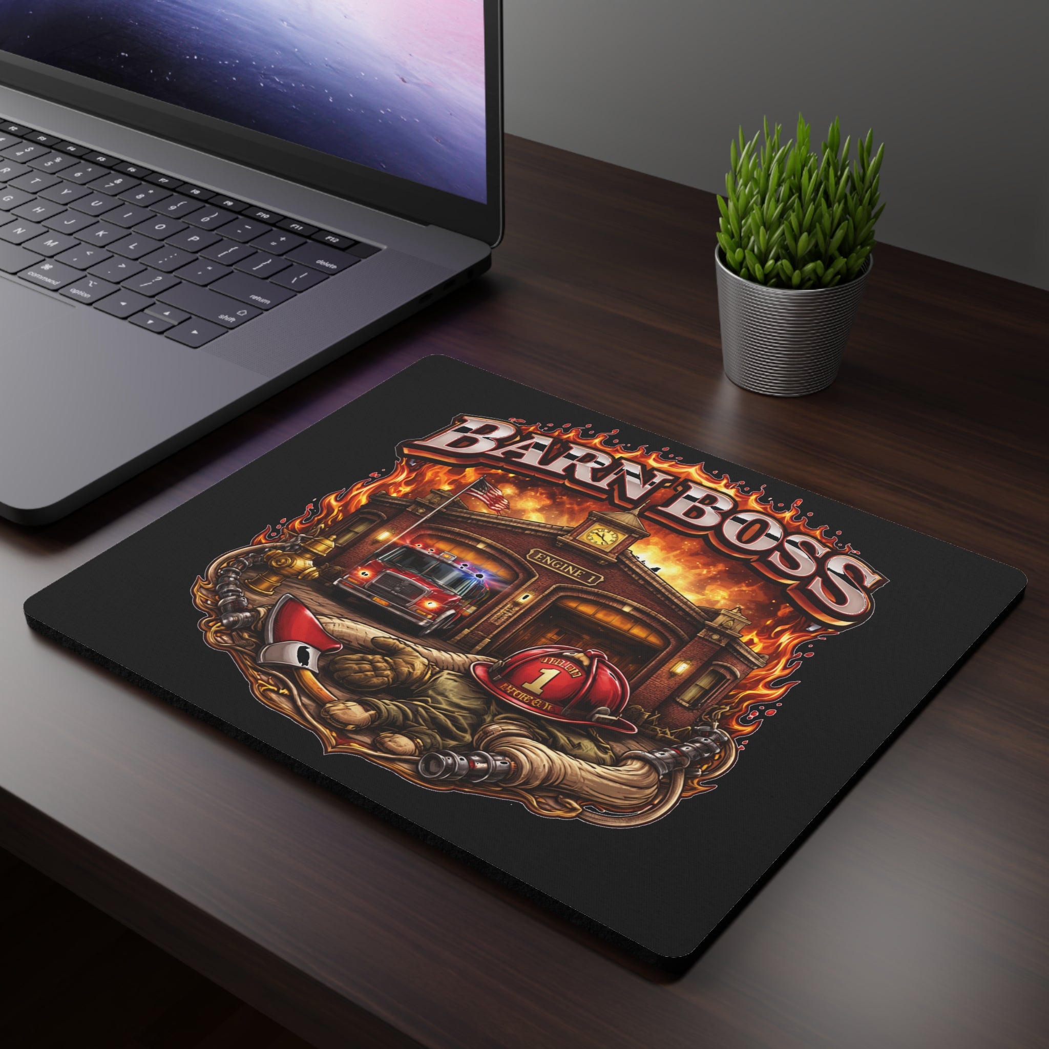 Firefighter Barn Boss Mouse Pad