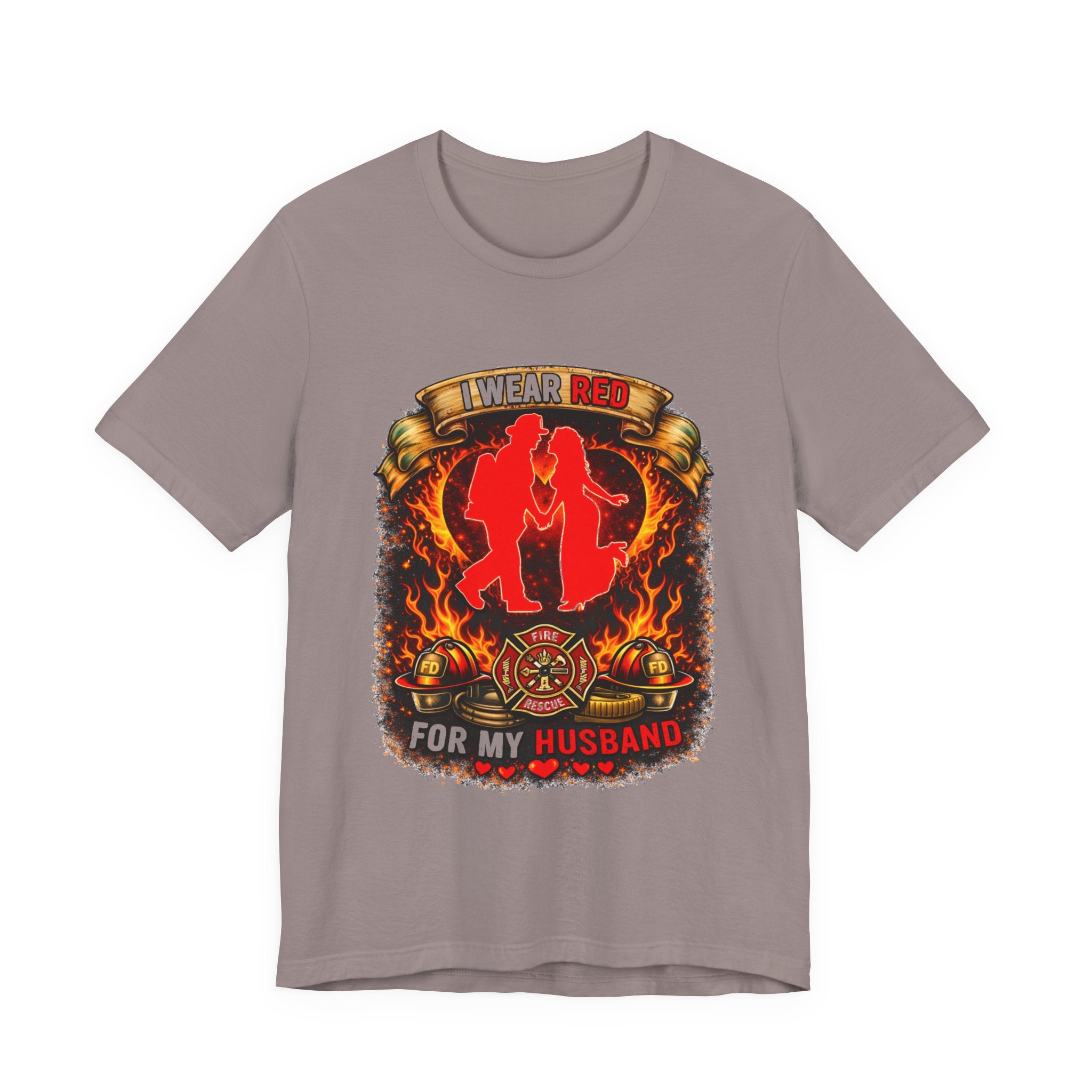 T-Shirt - I Wear Red For My Husband Firefighter Tribute Graphic Tee