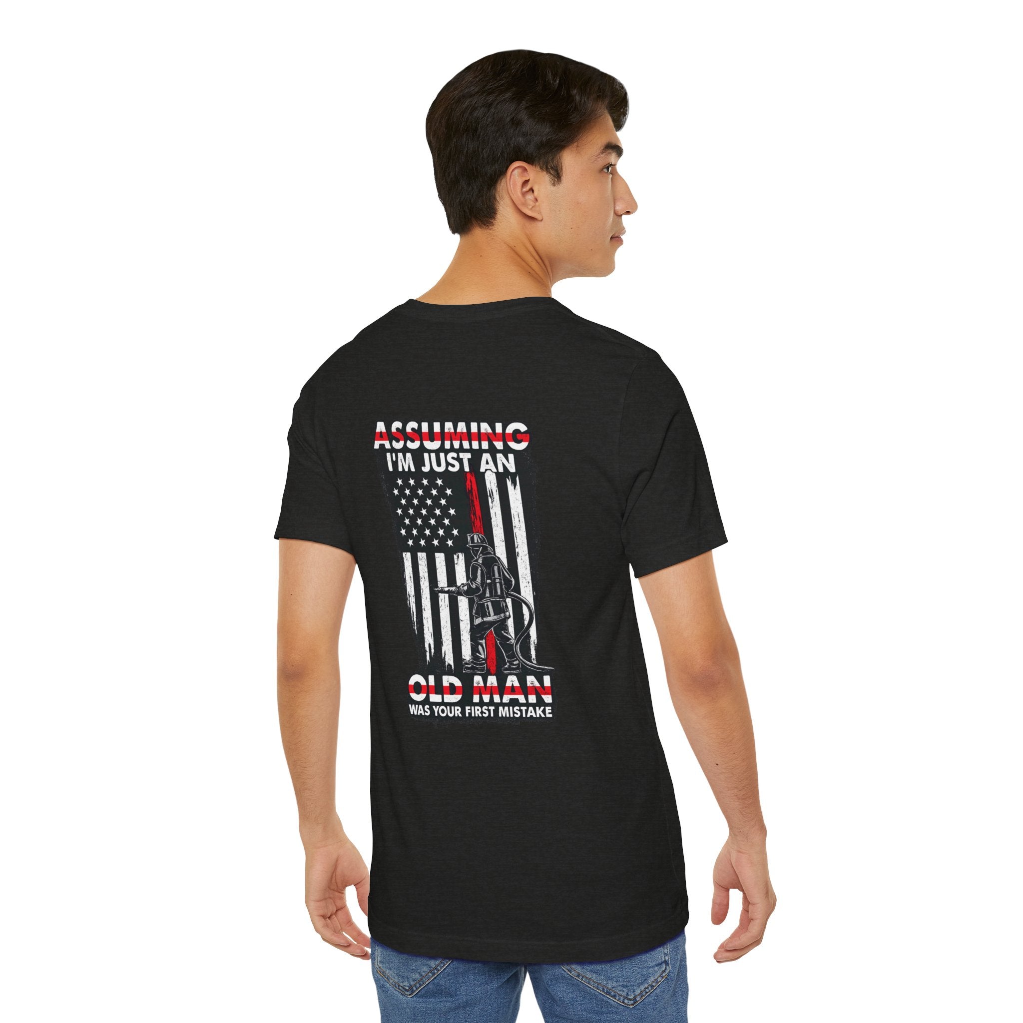 T‑Shirt - "Assuming I’m Just an Old Man" American Flag Fishing Tee