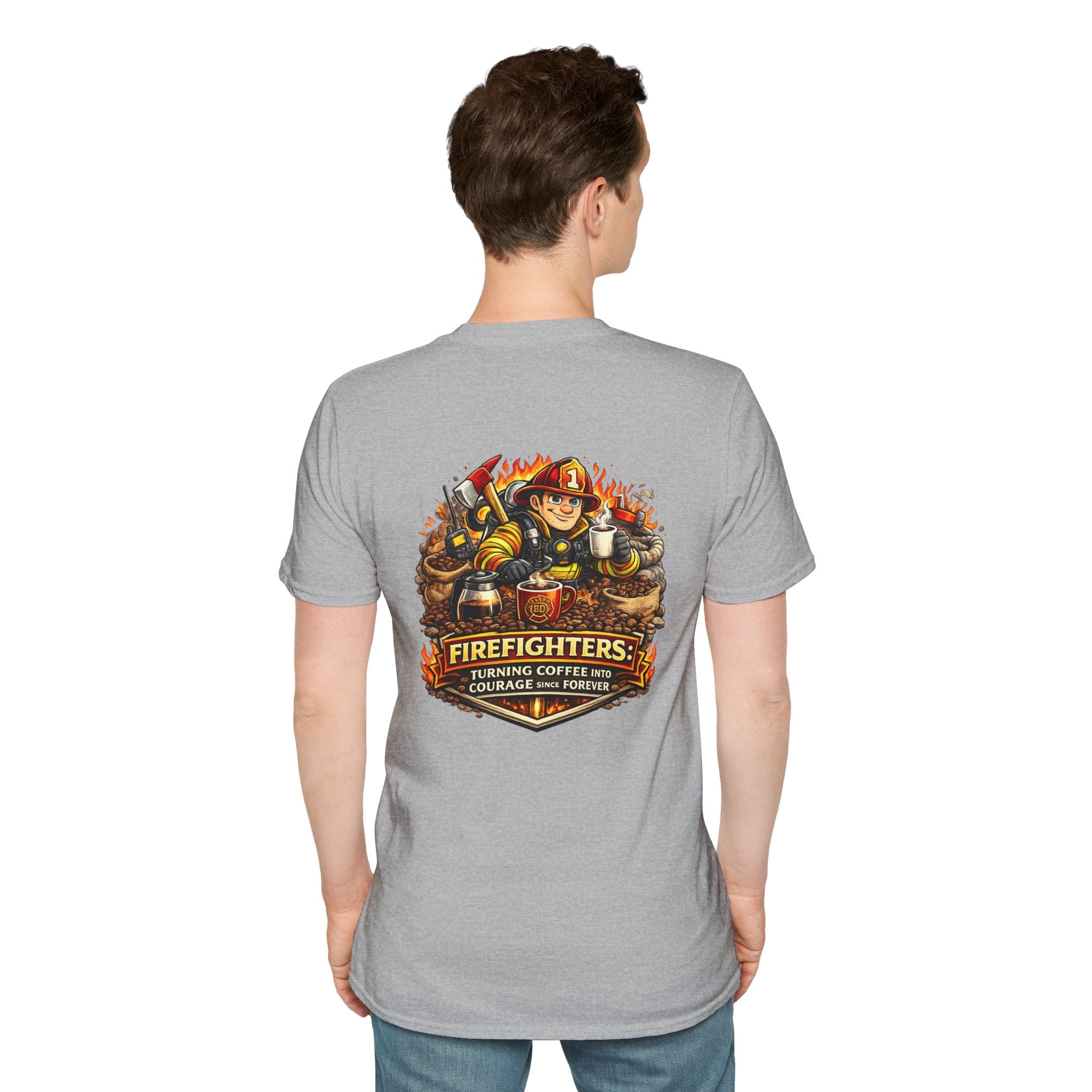 Firefighter Coffee T-Shirt — "Turning Coffee Into Courage" Graphic Tee