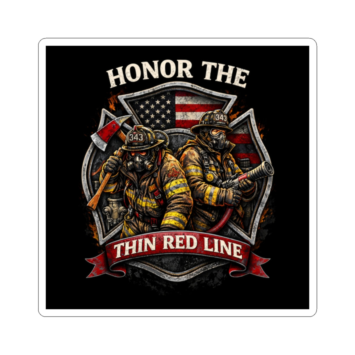 Honor the Thin Red Line Firefighter Sticker — Tribute Fire Department Decal