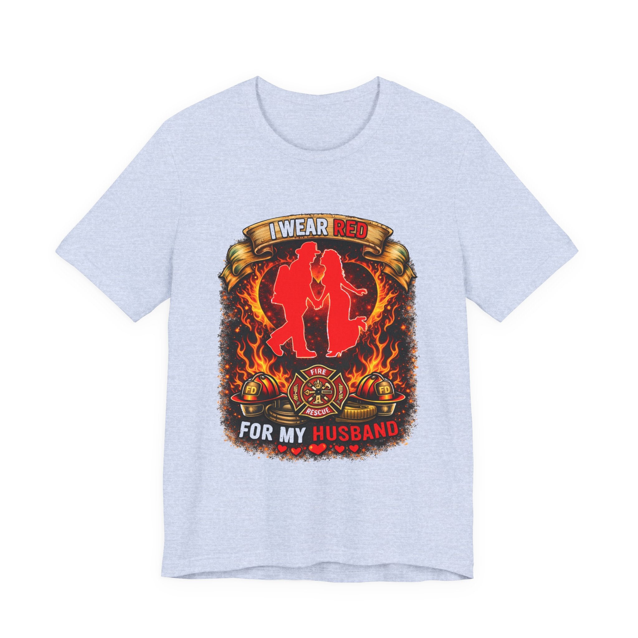 T-Shirt - I Wear Red For My Husband Firefighter Tribute Graphic Tee