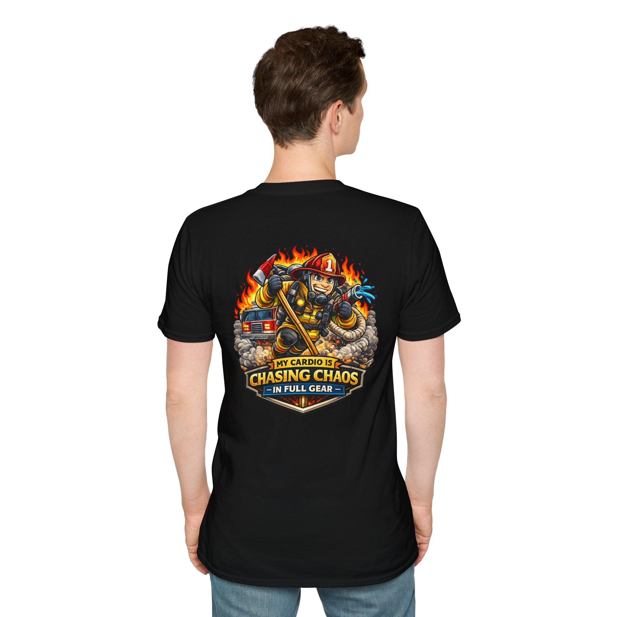 Firefighter T-Shirt - "My Cardio Is Chasing Chaos in Full Gear" Graphic Tee