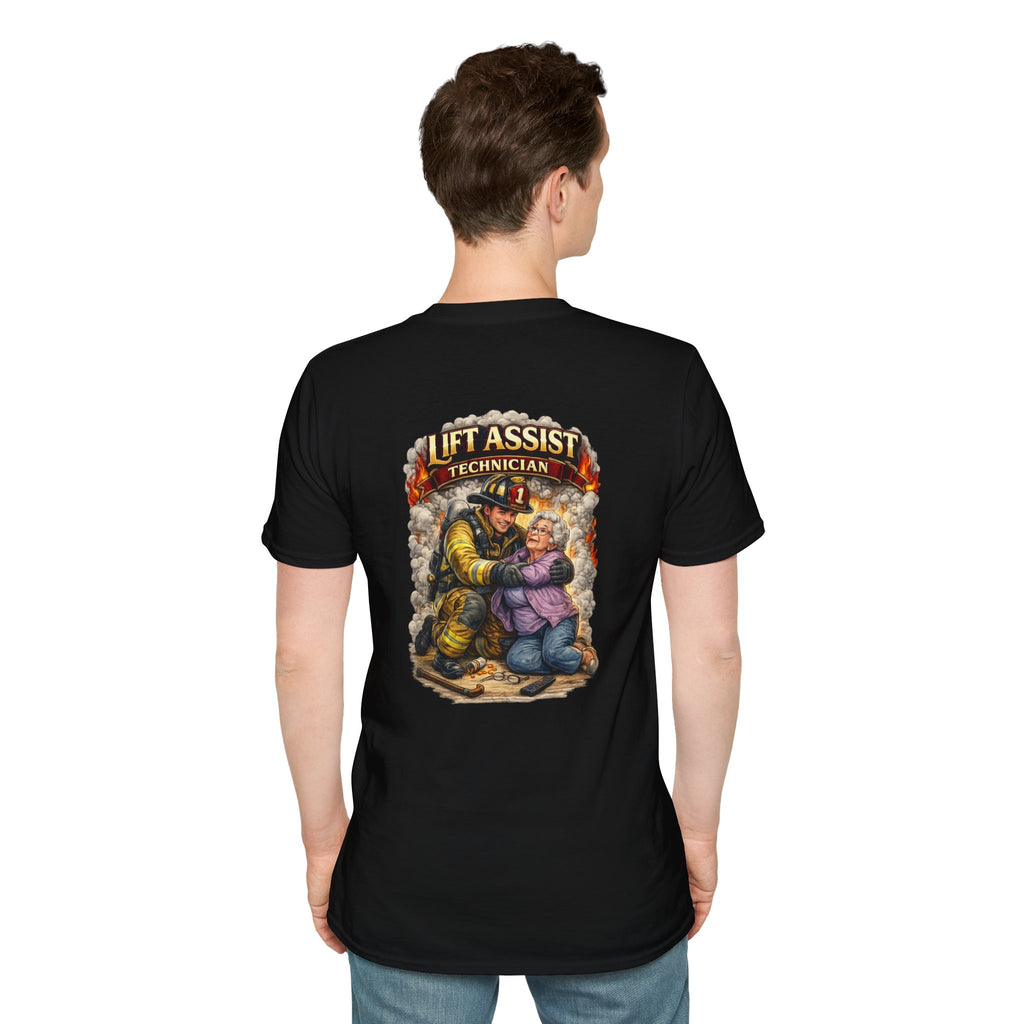 Firefighter Lift Assist Technician T‑Shirt — Rescue & Support Graphic Tee