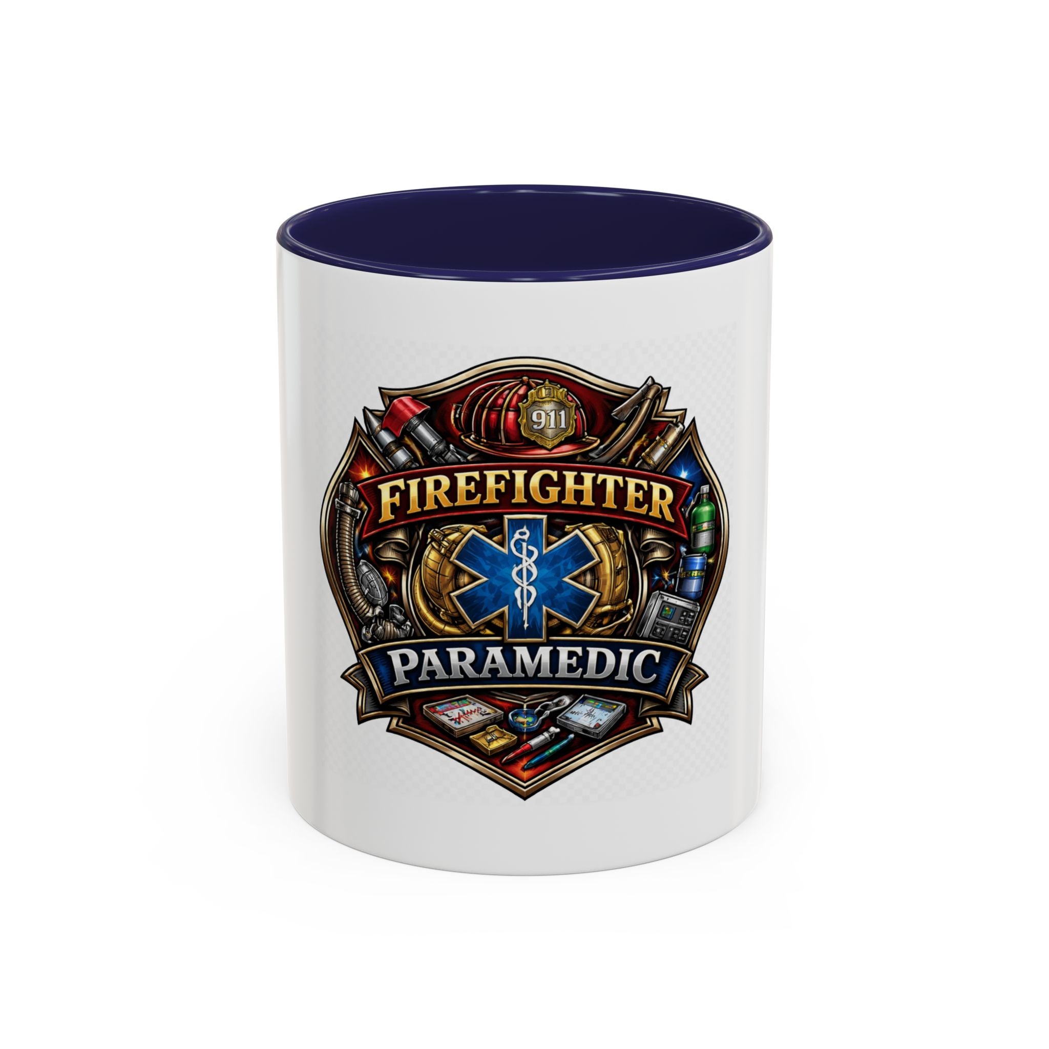 Firefighter Paramedic Shield Accent Coffee Mug – 11/15oz
