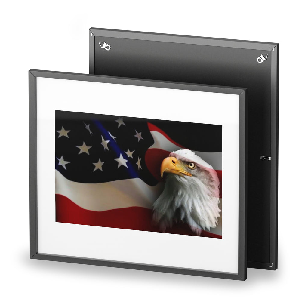 Patriotic Bald Eagle Framed Poster — American Flag Wall Art (Matte)