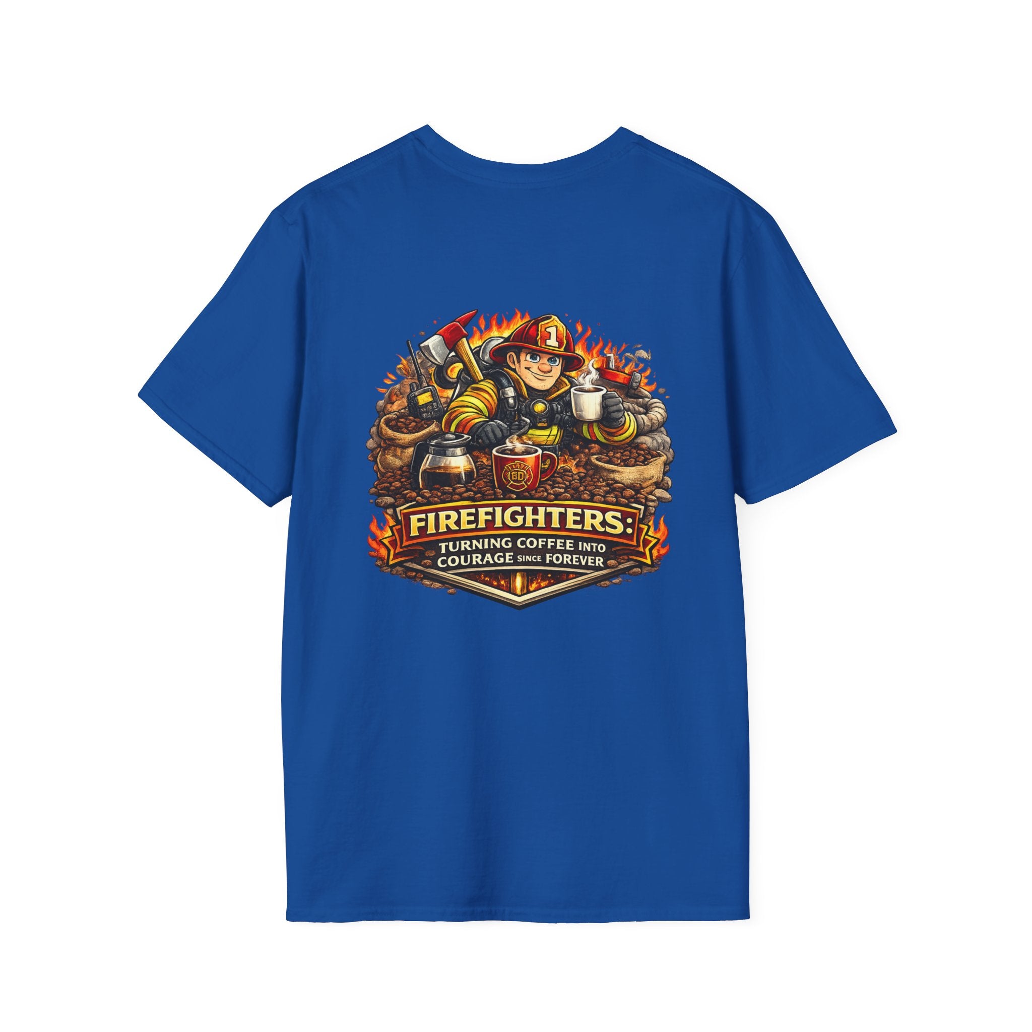 Firefighter Coffee T-Shirt — "Turning Coffee Into Courage" Graphic Tee