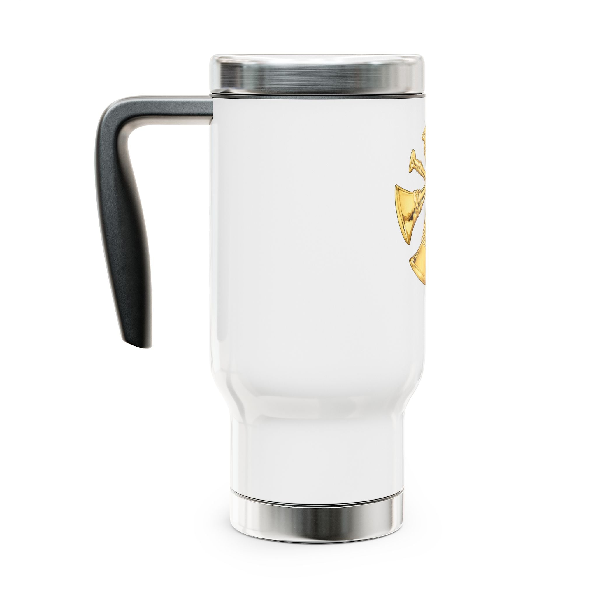 Deputy Fire Chief/Assistant Fire Chief Four Bugles 14oz Stainless Steel Travel Mug with Handle