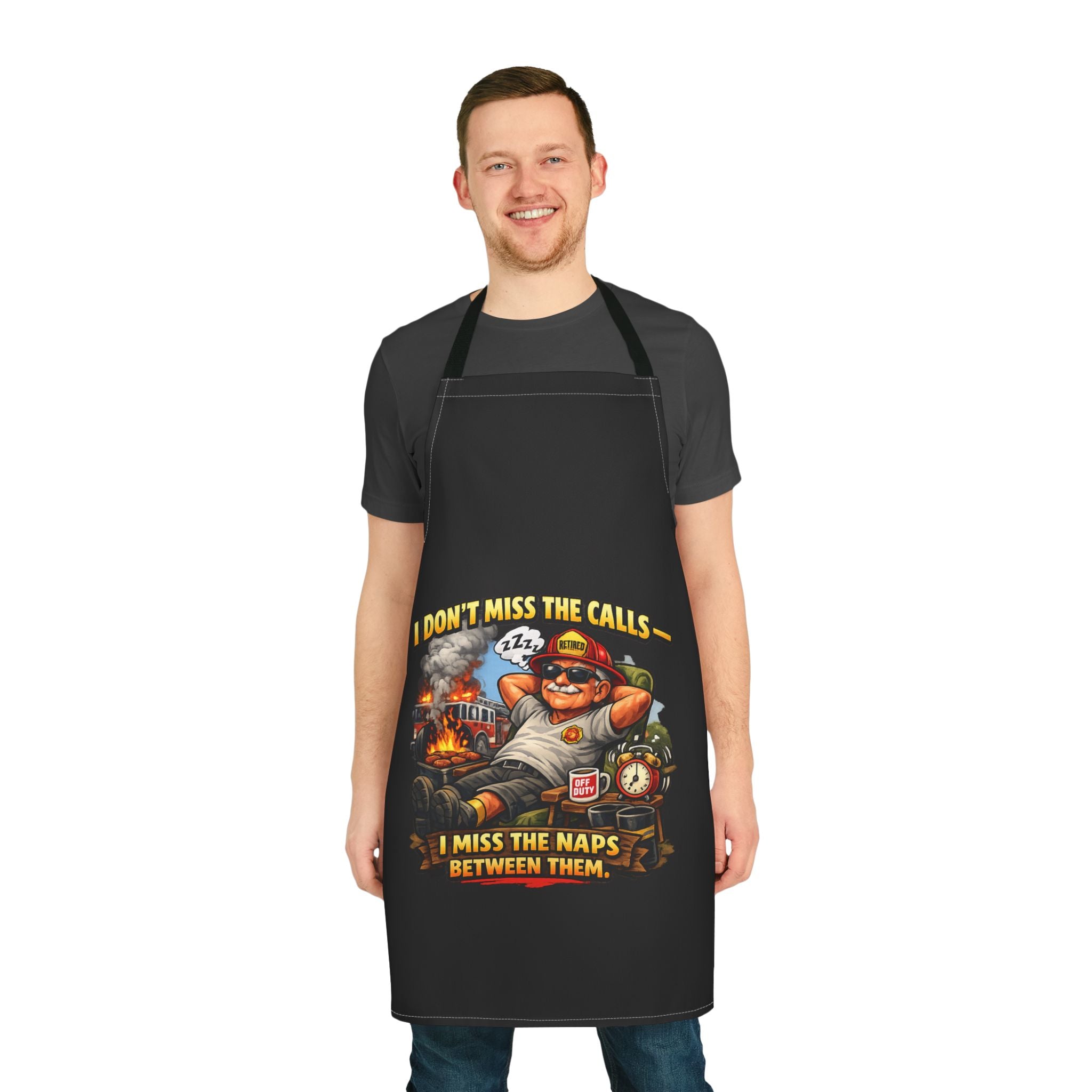 Firefighter Apron - "I Don't Miss The Calls, I Miss The Naps Between Them" Graphic Chef Apron