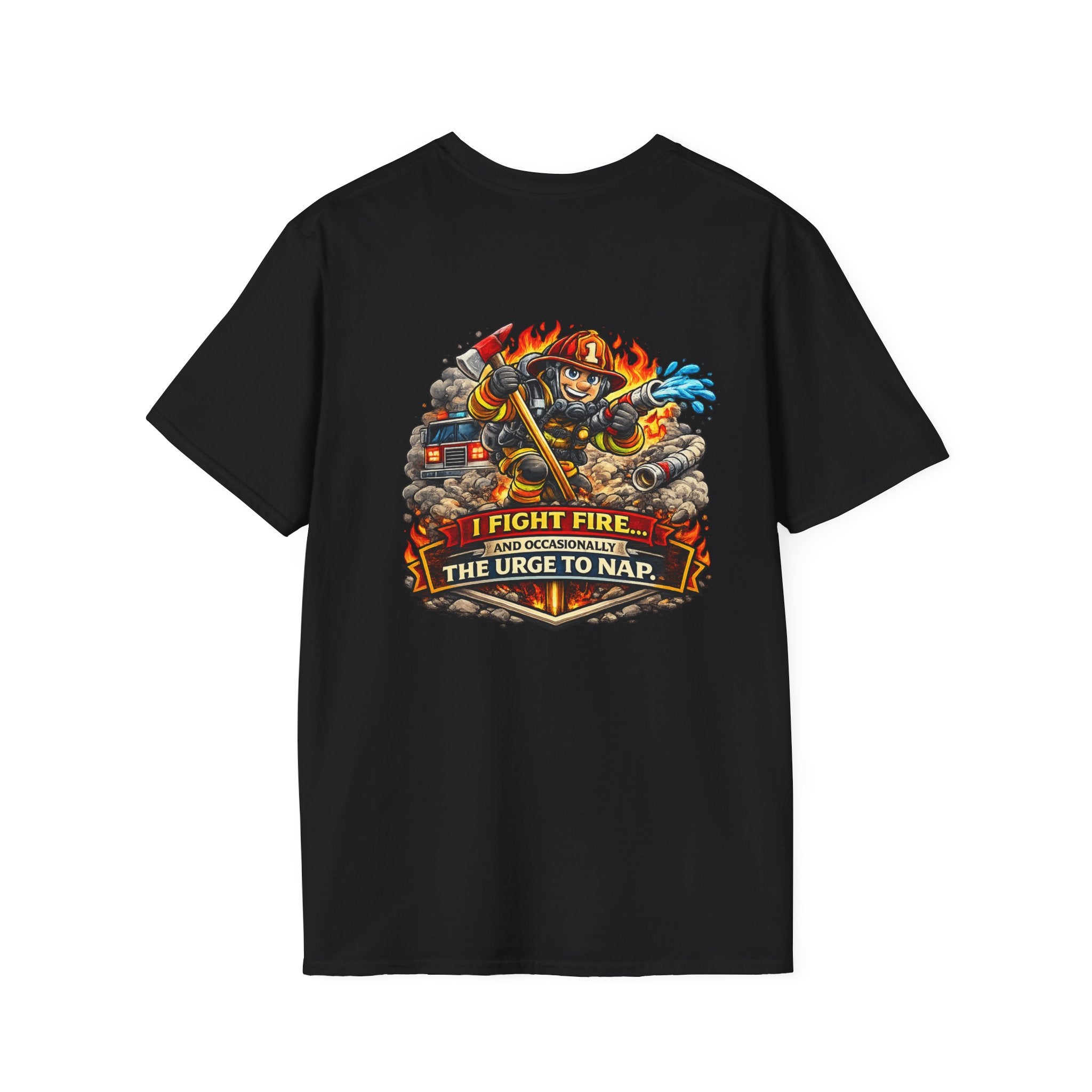 Firefighter T-Shirt - "I Fight Fire But Sometimes I Fight The Urge To Nap" Graphic Tee