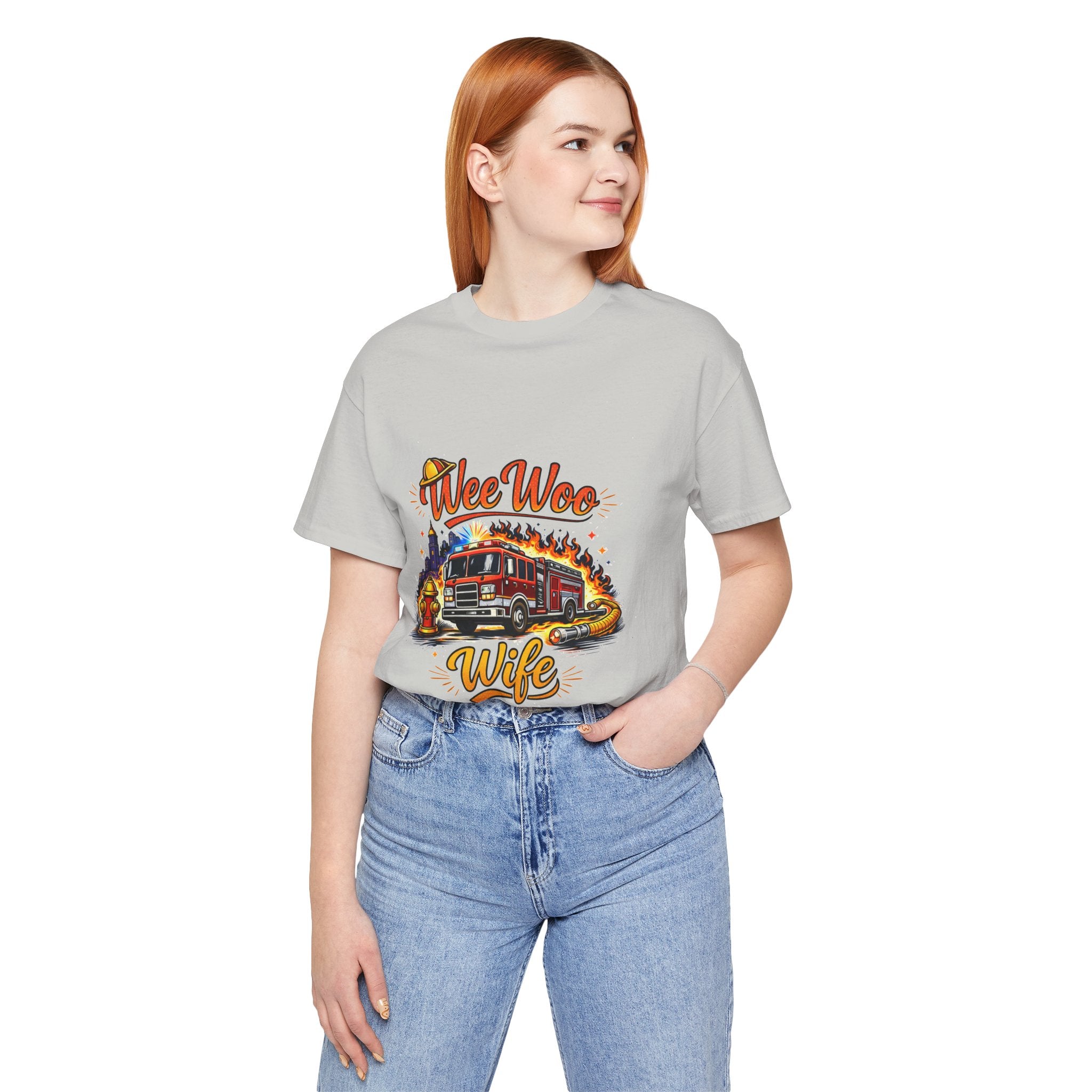 Firefighter Wife T-Shirt – "Wee Woo Wife" Fire Truck Graphic Tee