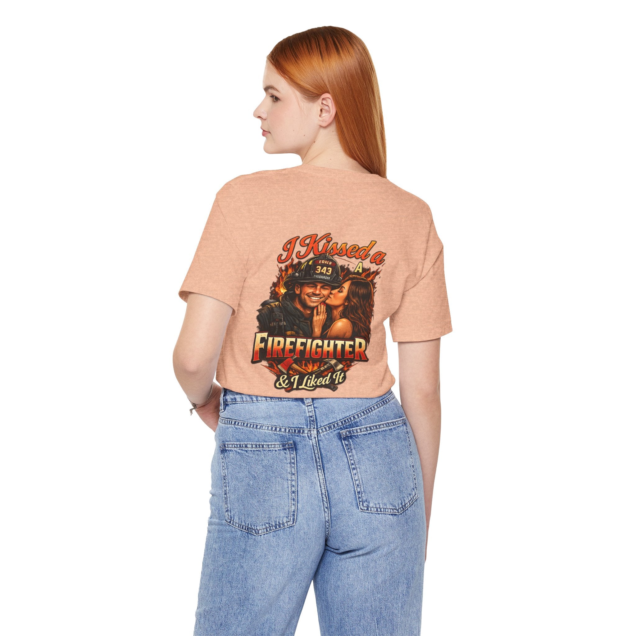 I Kissed a Firefighter Tee — Romantic Firefighter Graphic T-Shirt