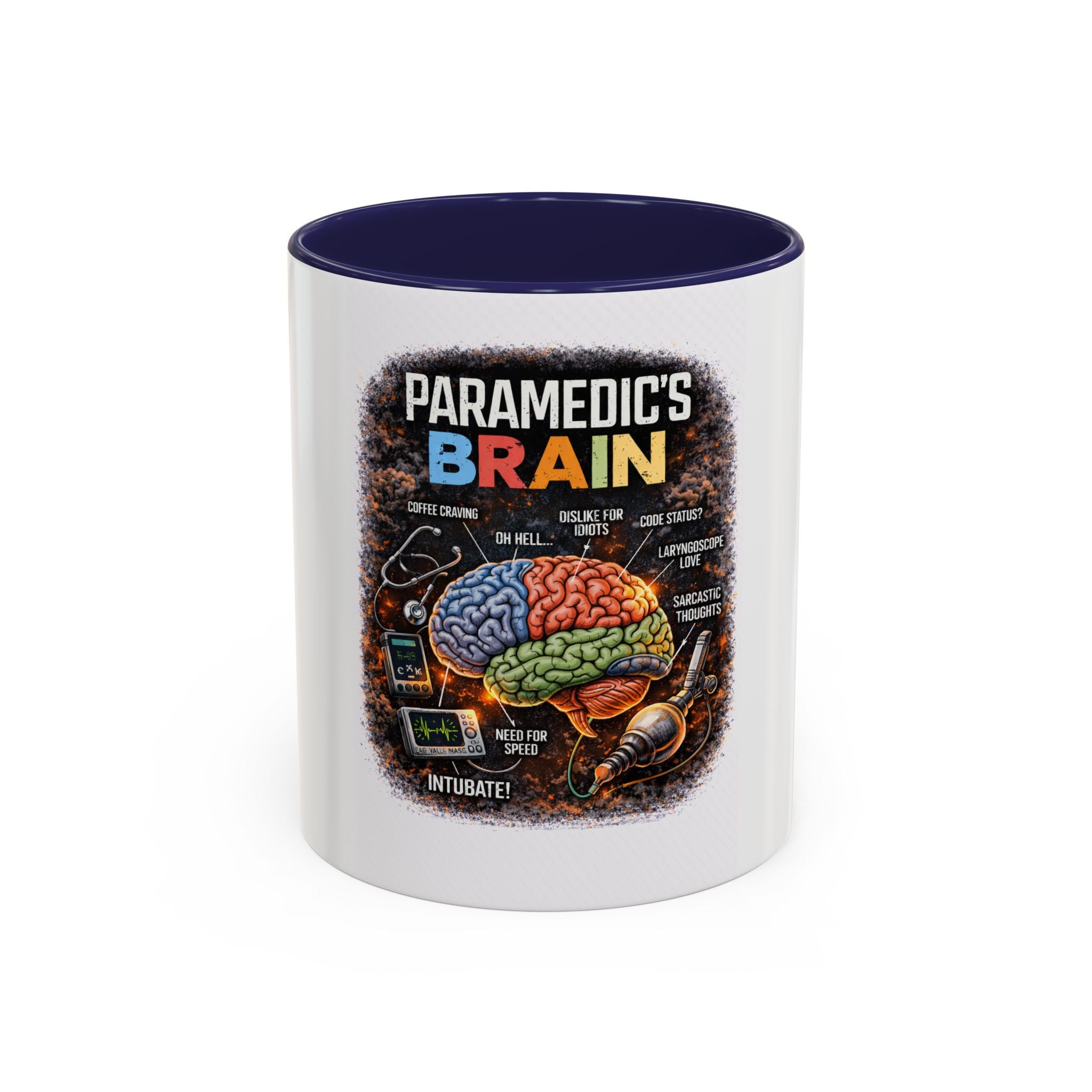 Paramedic's Brain Coffee Mug – Illustrated EMT Anatomy Accent Mug (11/15 oz)