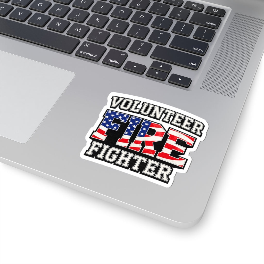 Volunteer Firefighter Sticker — American Flag Kiss-Cut Decal