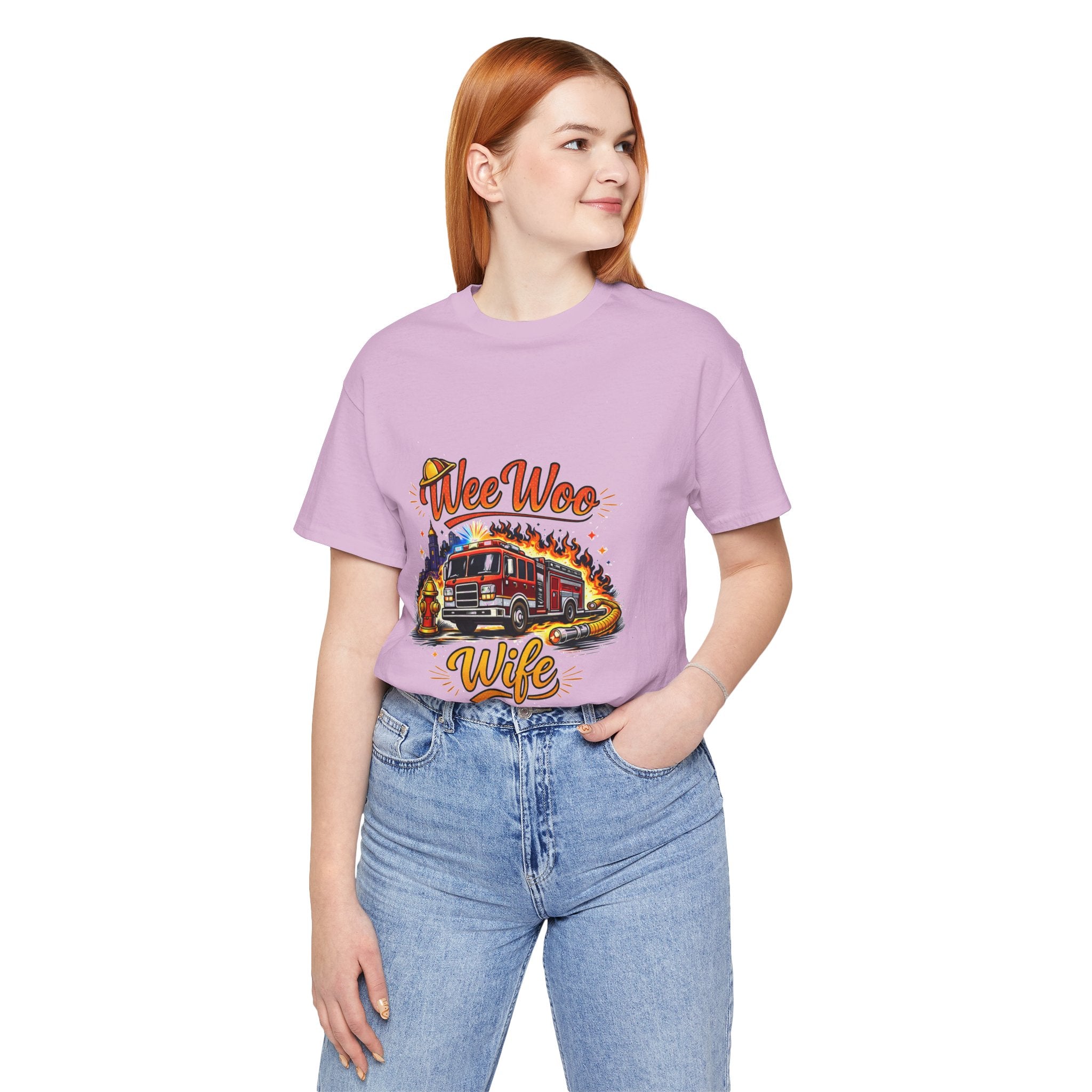 Firefighter Wife T-Shirt – "Wee Woo Wife" Fire Truck Graphic Tee