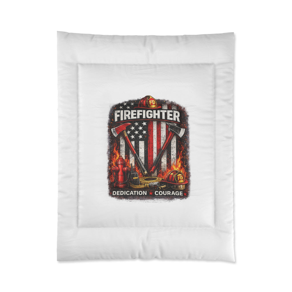 Firefighter Comforter – Dedication & Courage Patriotic Fire Rescue Bedding