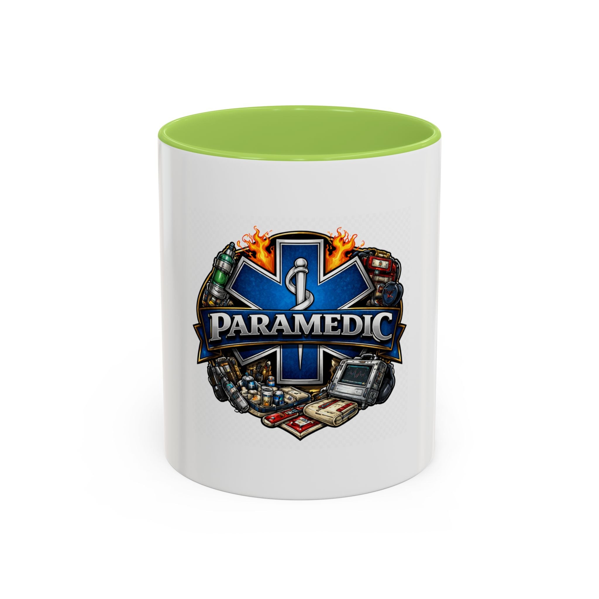 Paramedic Emblem Accent Coffee Mug — EMS Star of Life Design