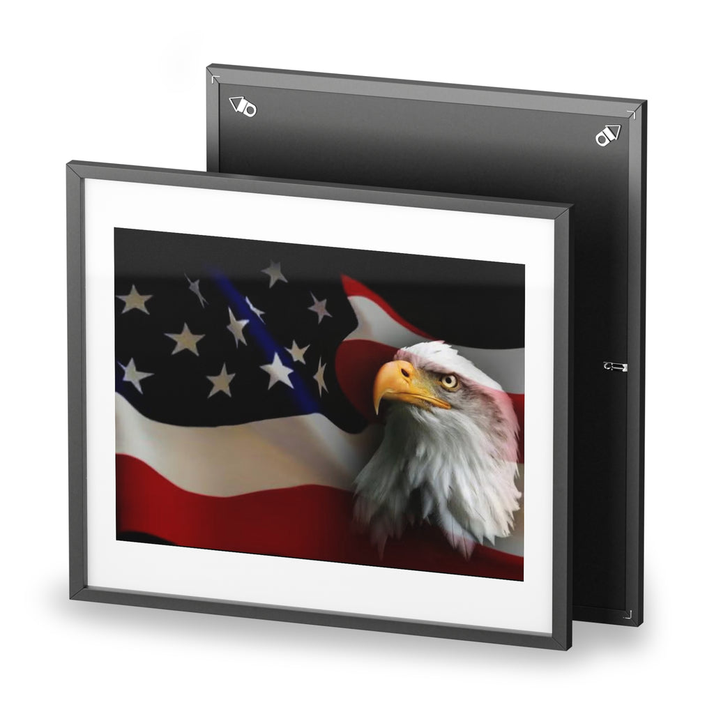 Patriotic Bald Eagle Framed Poster — American Flag Wall Art (Matte)