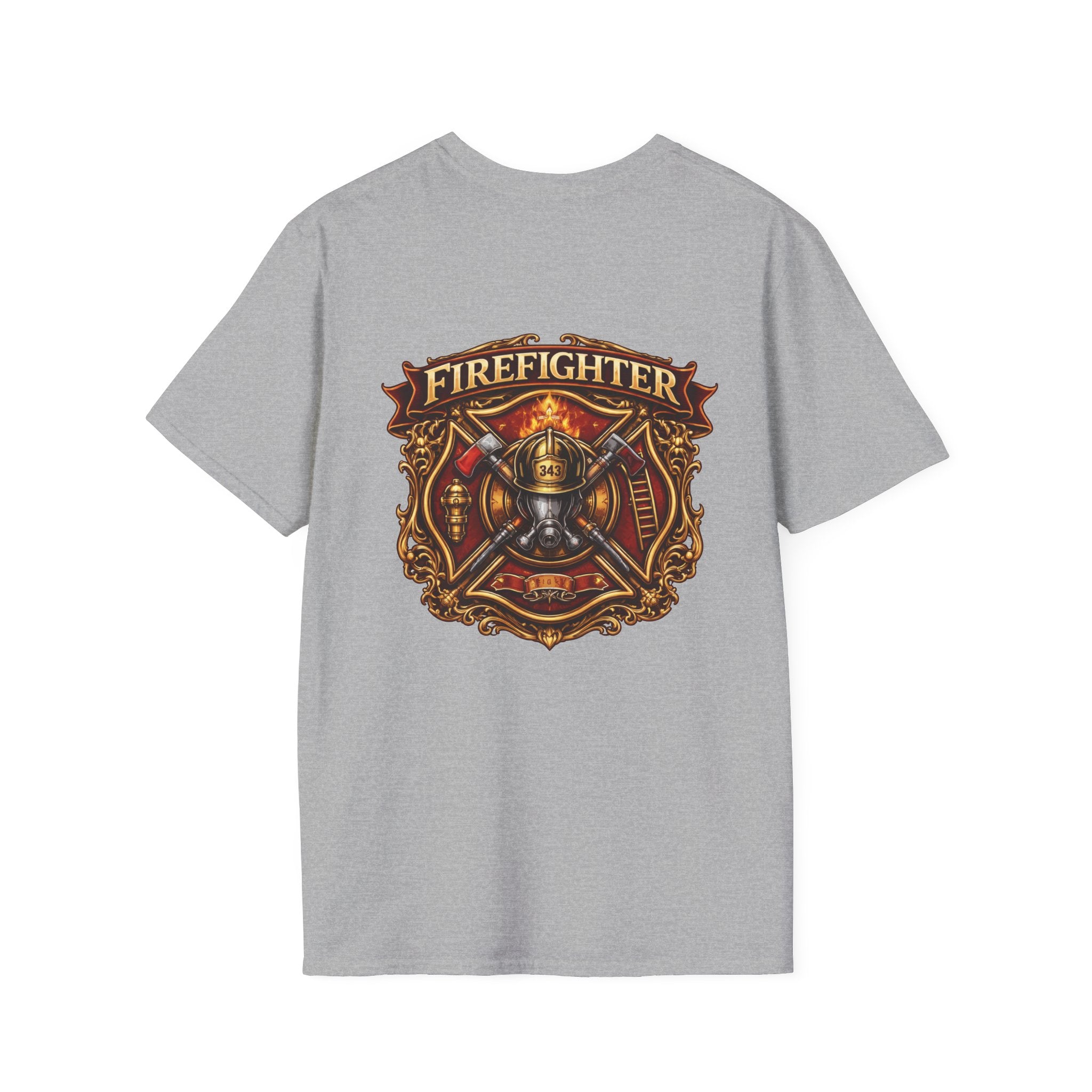 Firefighter Badge T-Shirt — Vintage Firefighter Helmet & Axes Tee