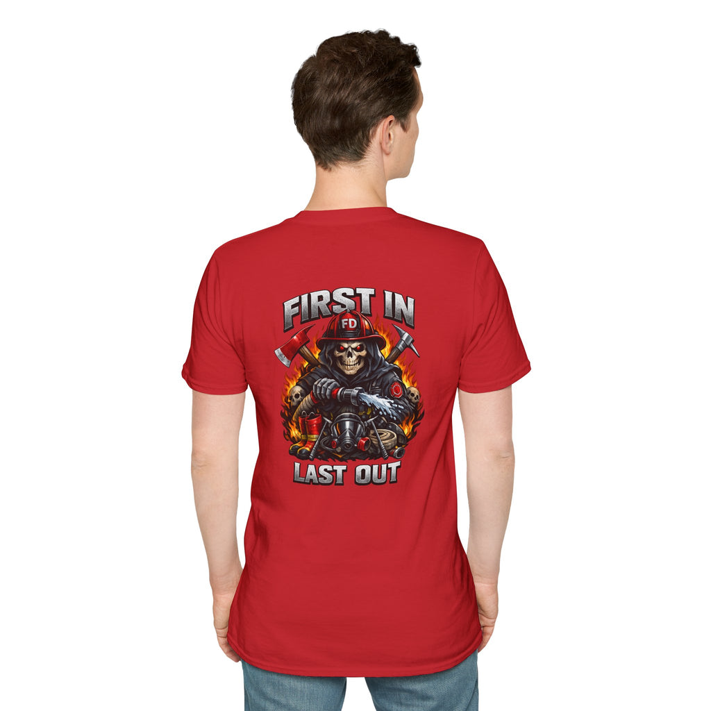 Firefighter Skull 'First In, Last Out' T-Shirt
