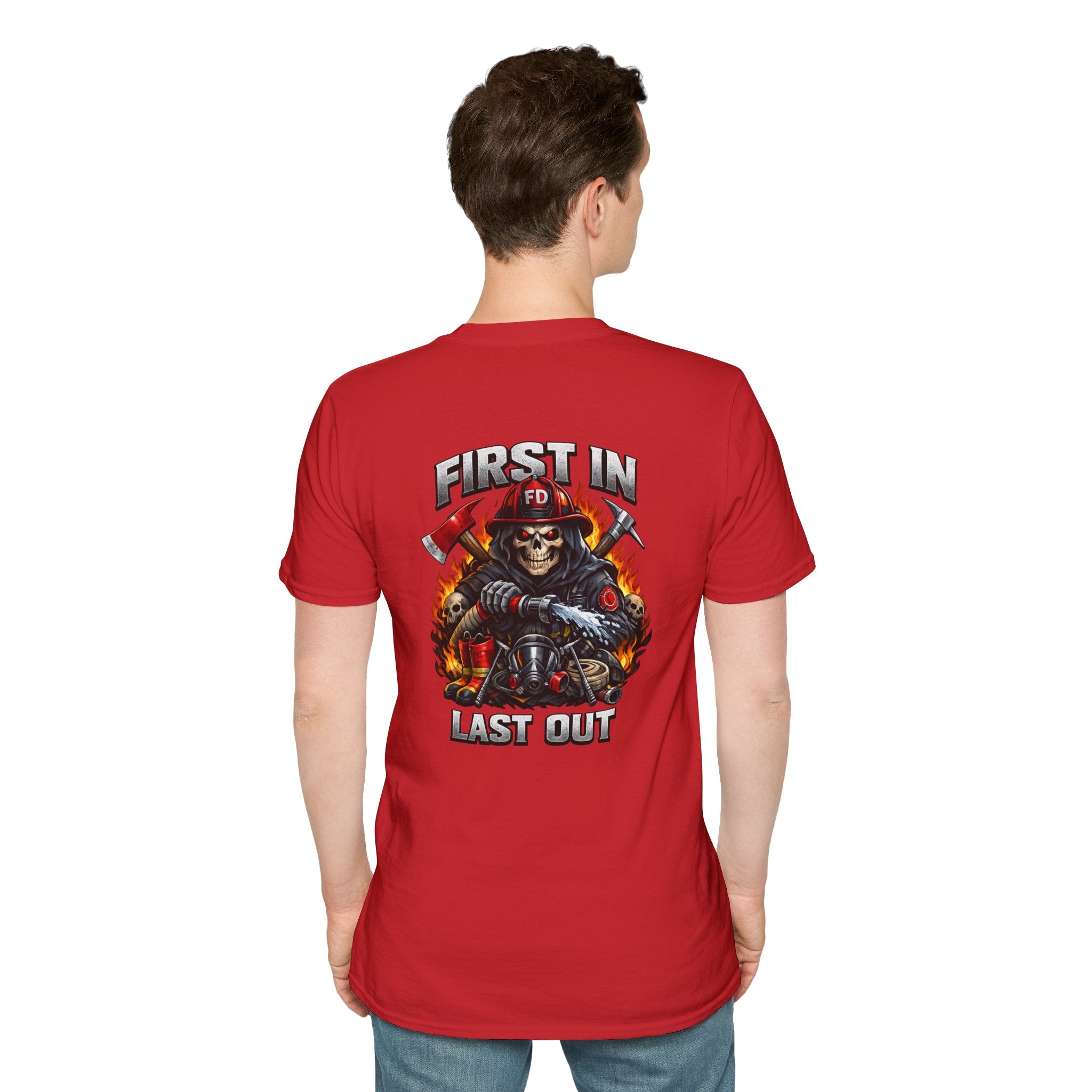 Firefighter Skull 'First In, Last Out' T-Shirt