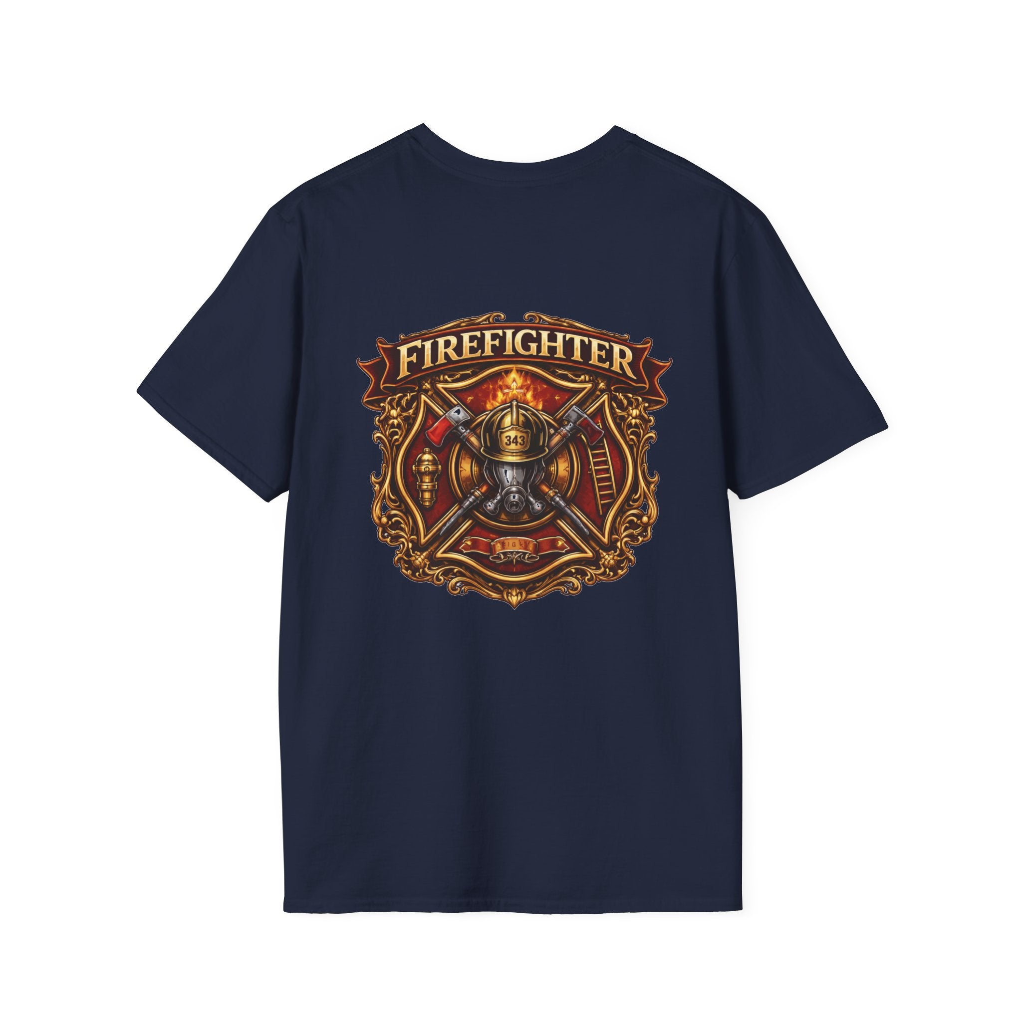 Firefighter Badge T-Shirt — Vintage Firefighter Helmet & Axes Tee