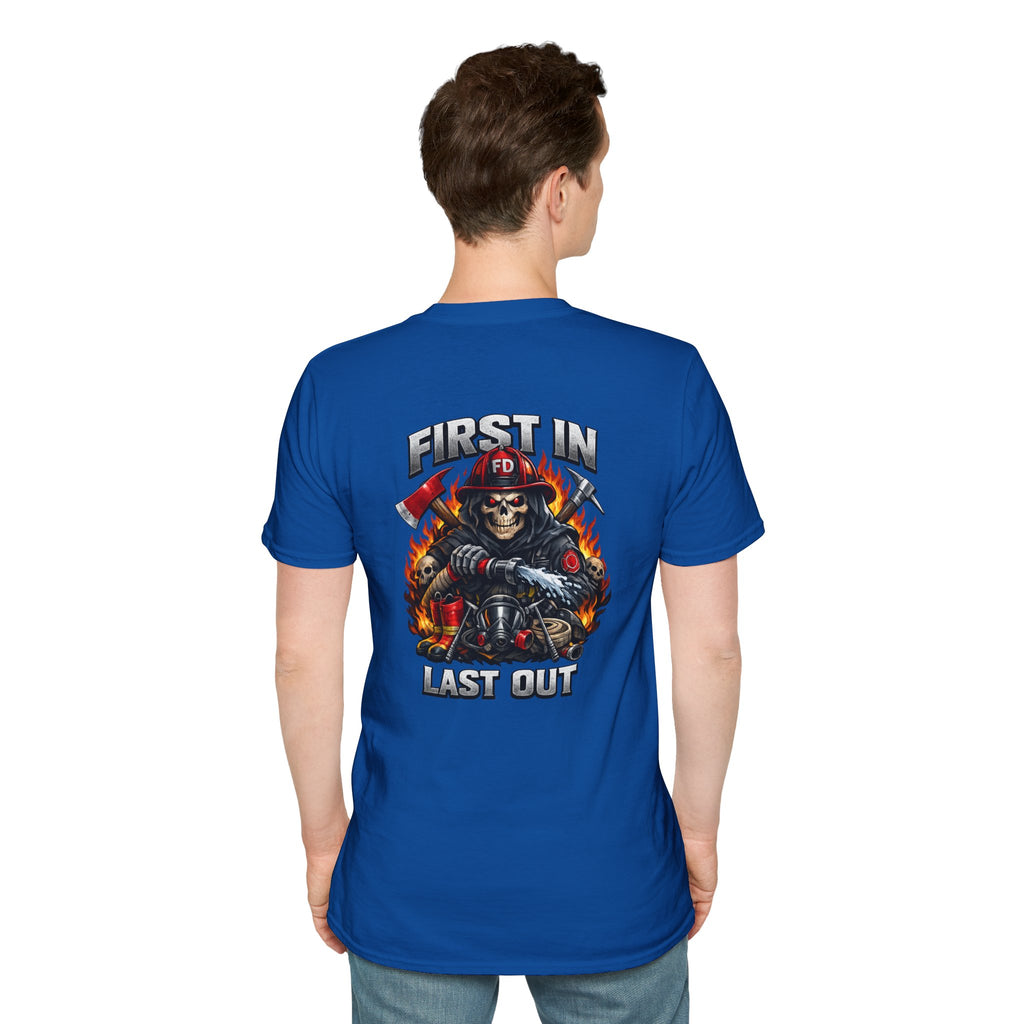 Firefighter Skull 'First In, Last Out' T-Shirt