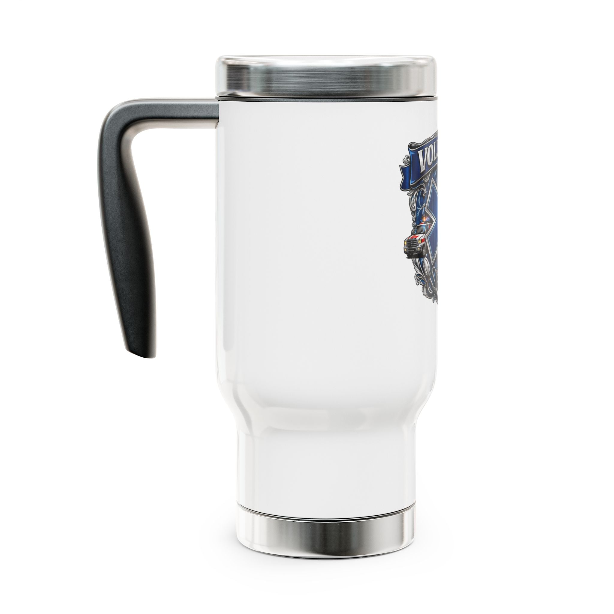 EMS Volunteer Stainless Steel Travel Mug with Handle, 14oz