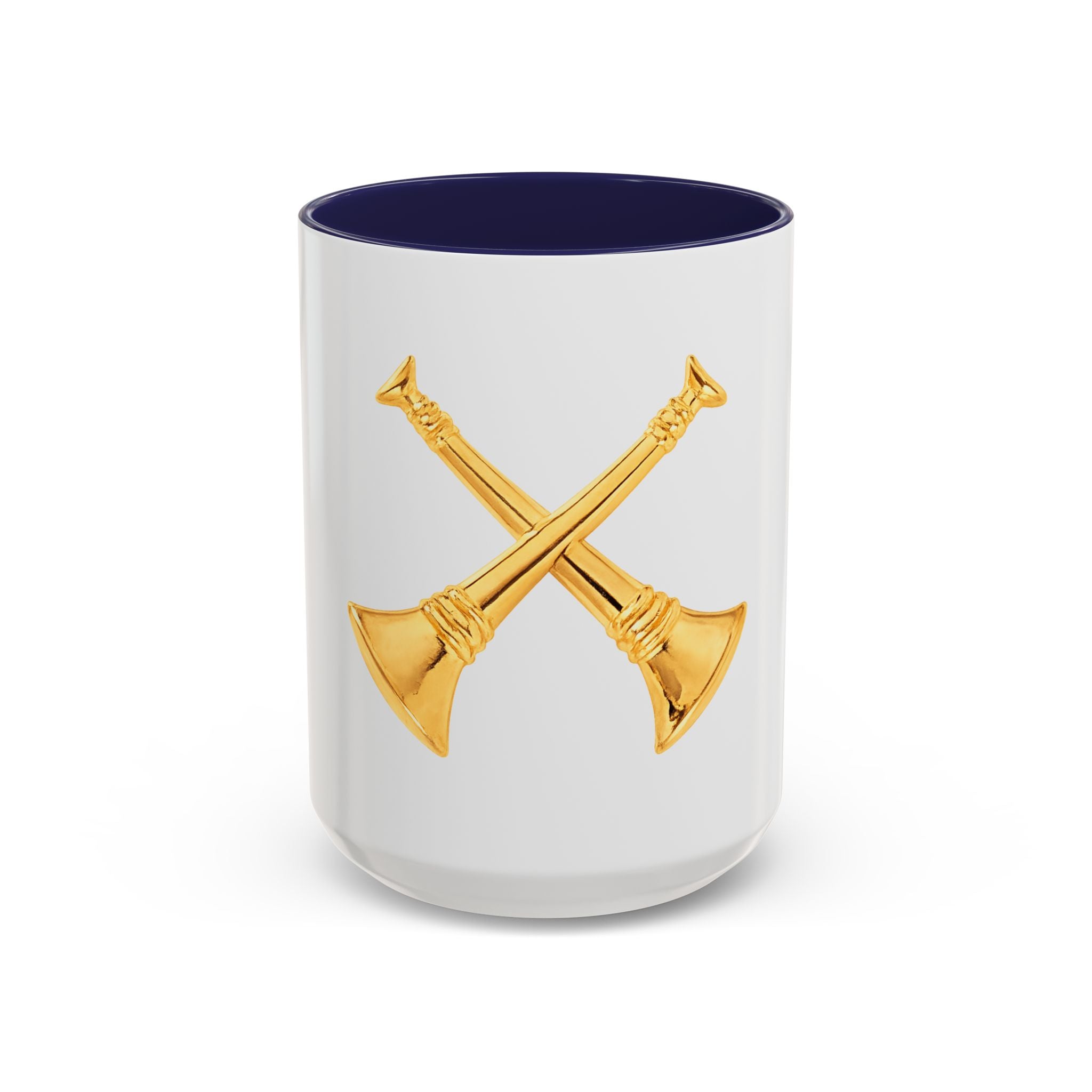 Battalion Chief Firefighter Coffee Mug — Crossed Bugles Rank Accent Mug (11/15 oz)