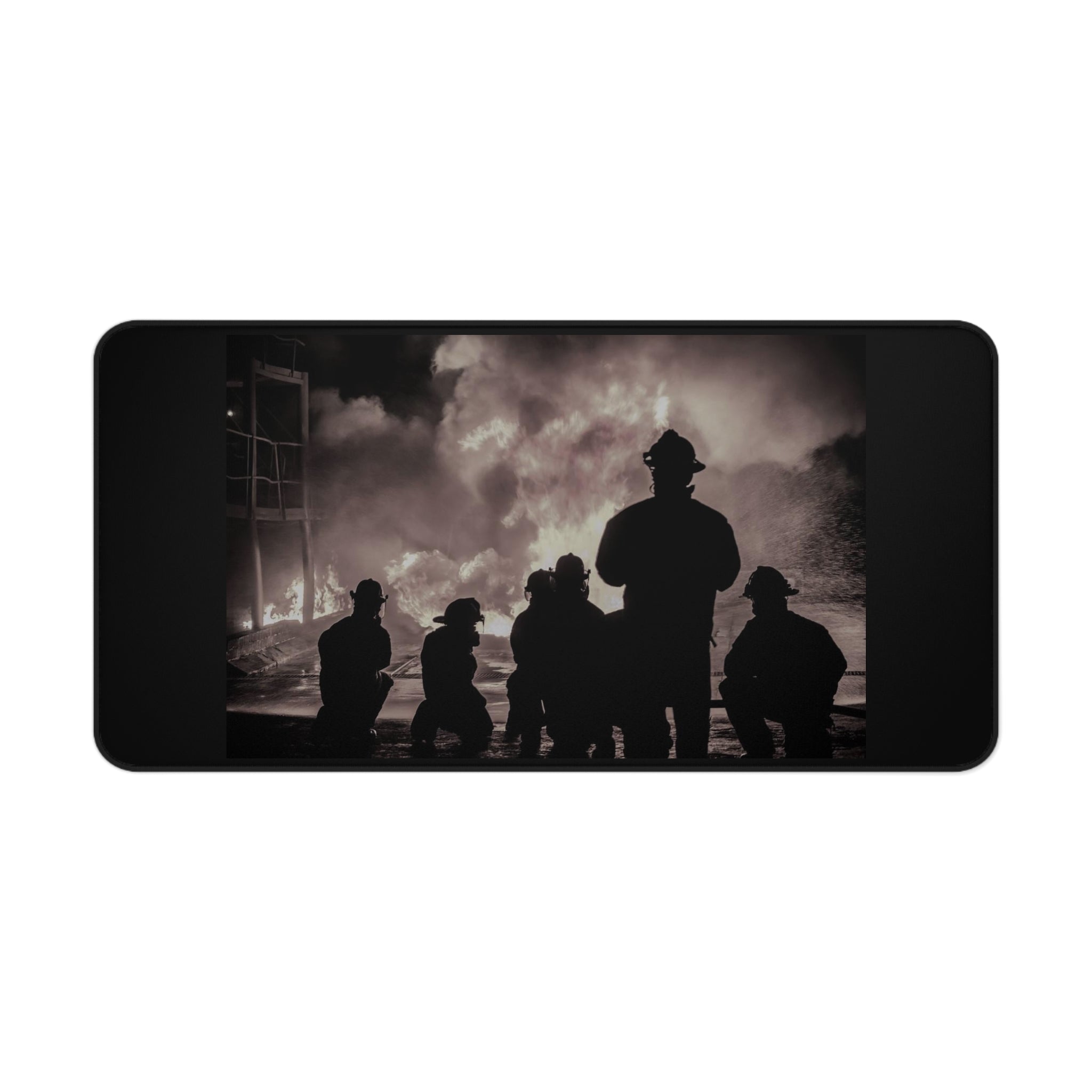 Firefighter Silhouette Desk Mat – Inspirational Fire Rescue Mouse Pad