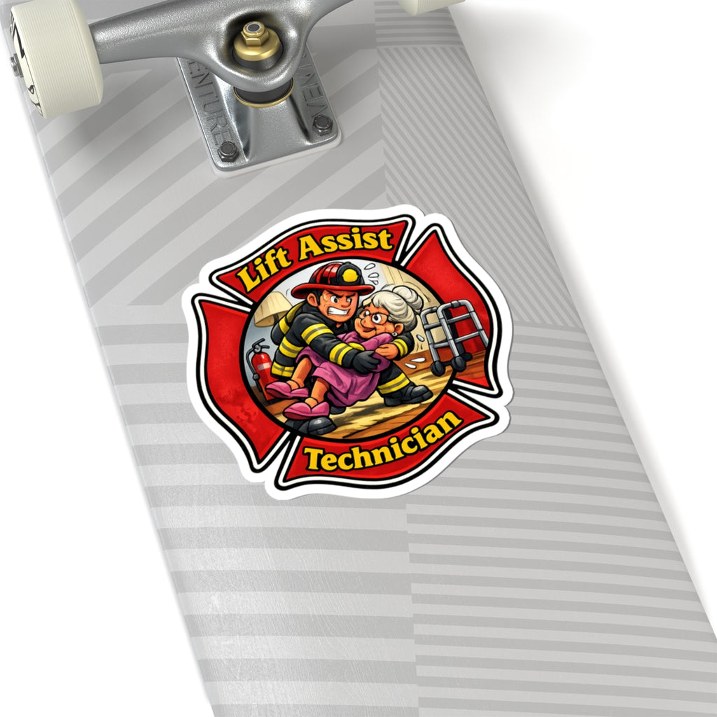 Lift Assist Technician Sticker — Firefighter Rescue Kiss-Cut Decal